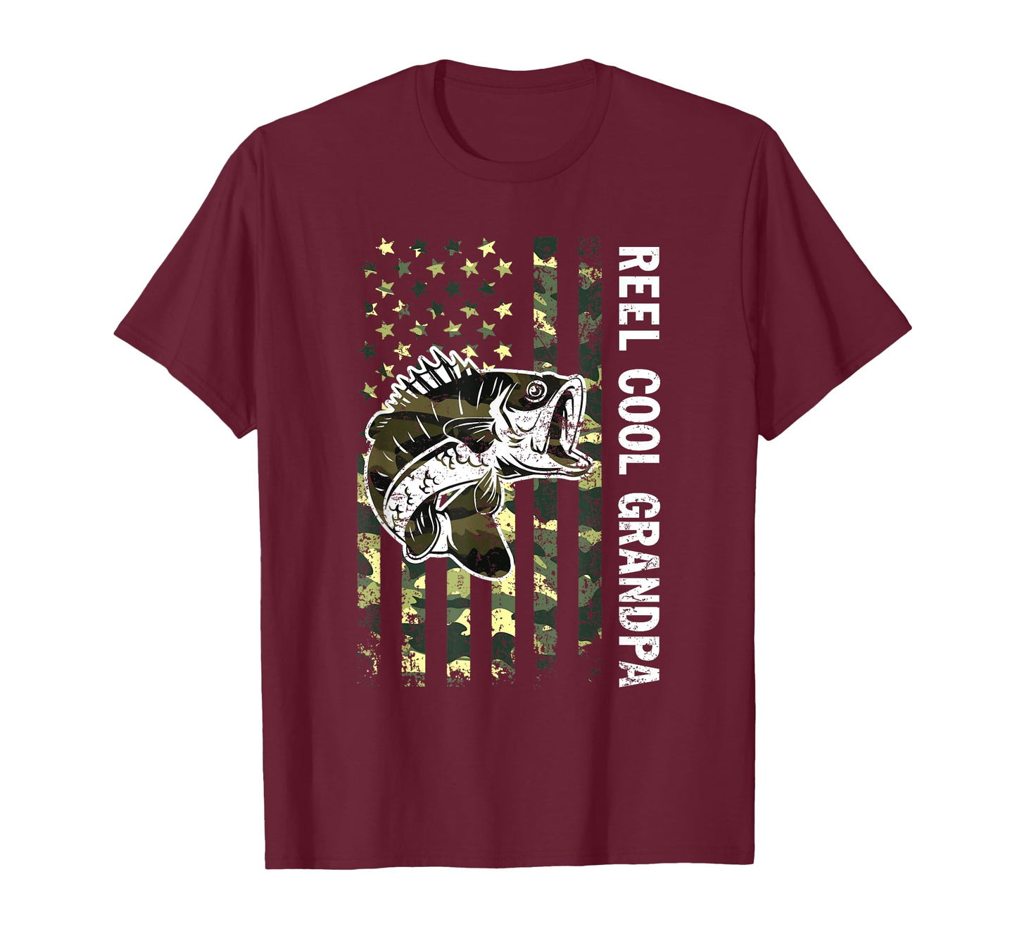 Reel Cool Grandpa Camouflage American Flag Fathers Day T-Shirt