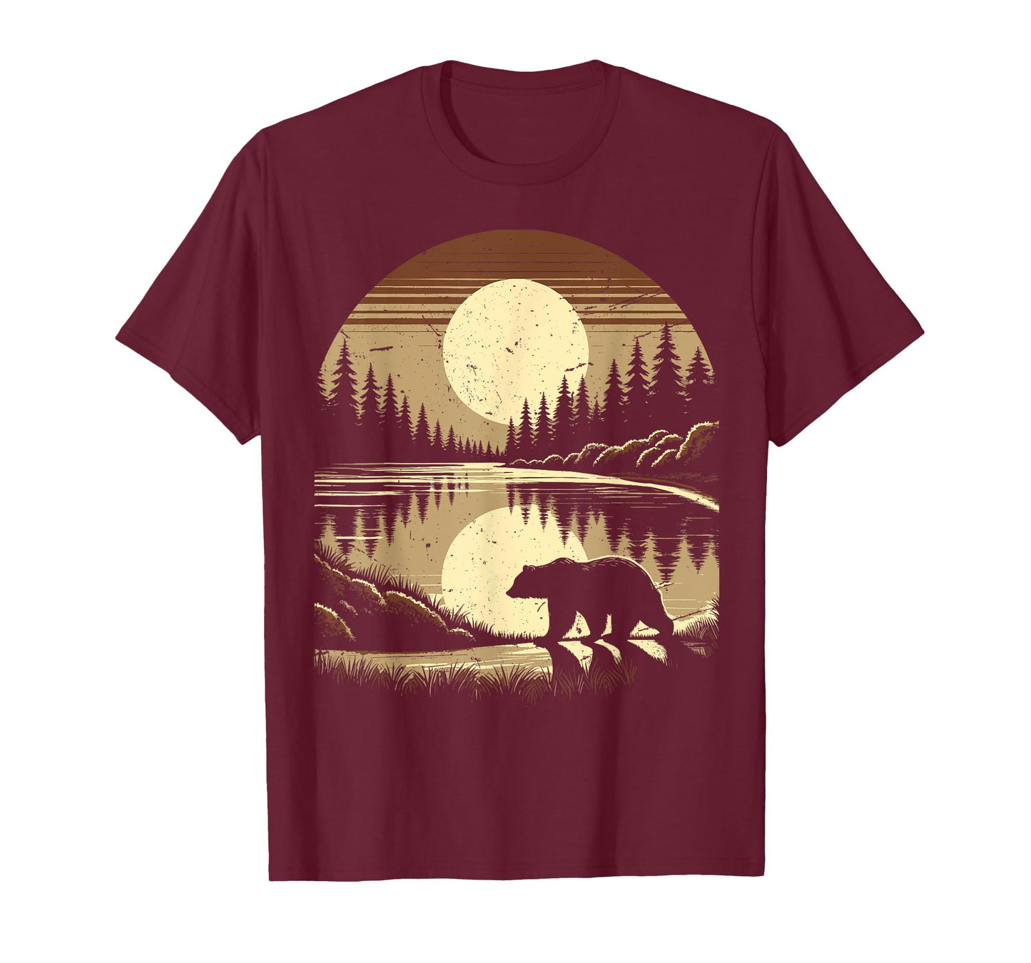 Retro Forest Bear Outdoors Nature Women Men Vintage Graphic T-Shirt