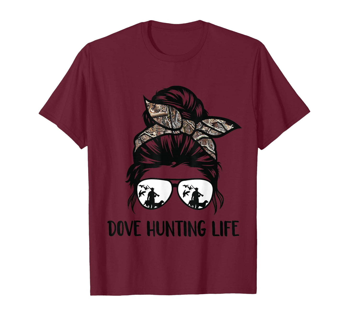 dove hunting life messy bun Funny Dove Hunter woman mom T-Shirt