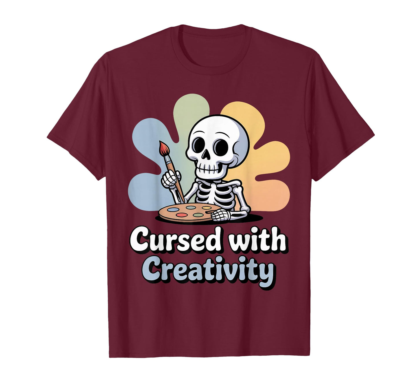 Cursed with Creativity Skeleton Painting T-Shirt