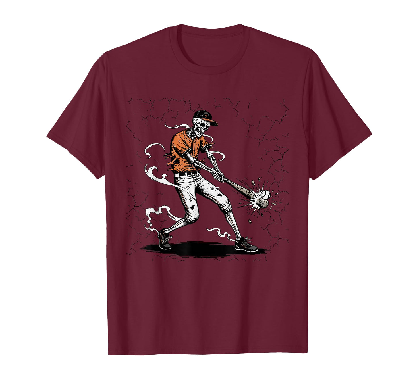 Funny Skeleton Batting Baseball Team Halloween Boys Men Kids T-Shirt