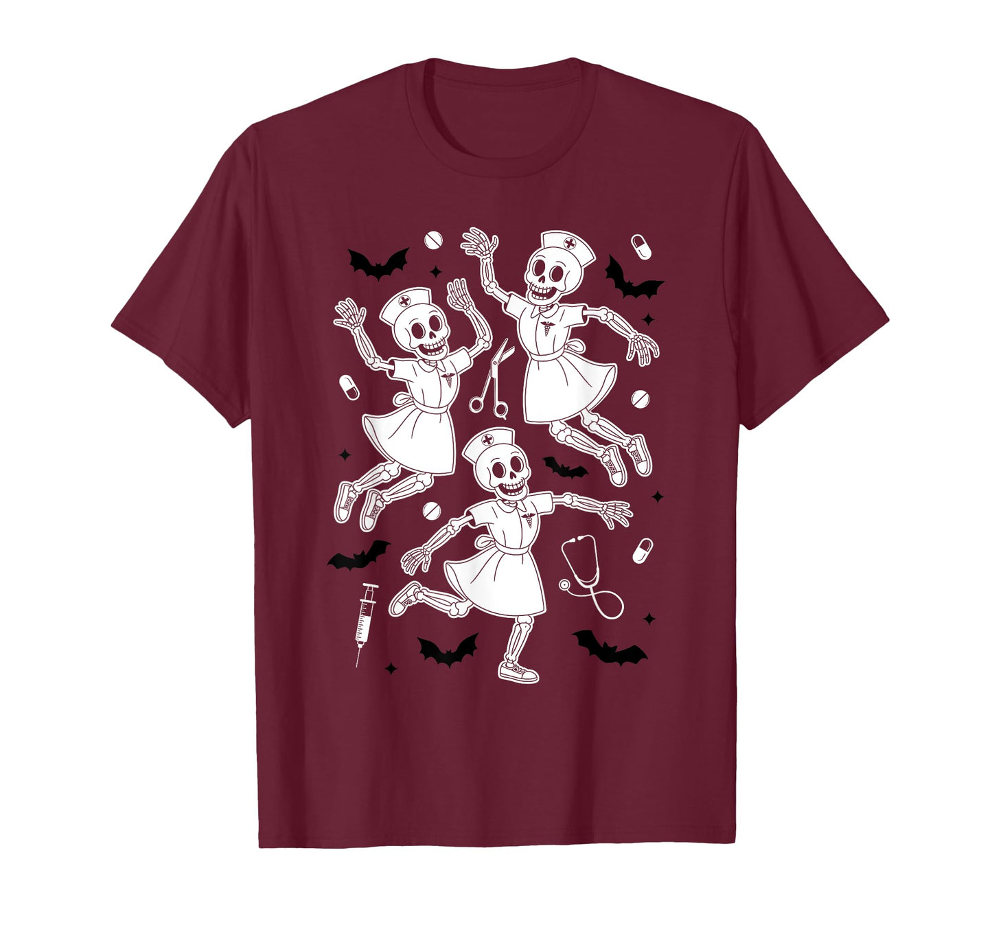 Halloween Nurse Costume Nursing Gifts Dancing Skeletons T-Shirt
