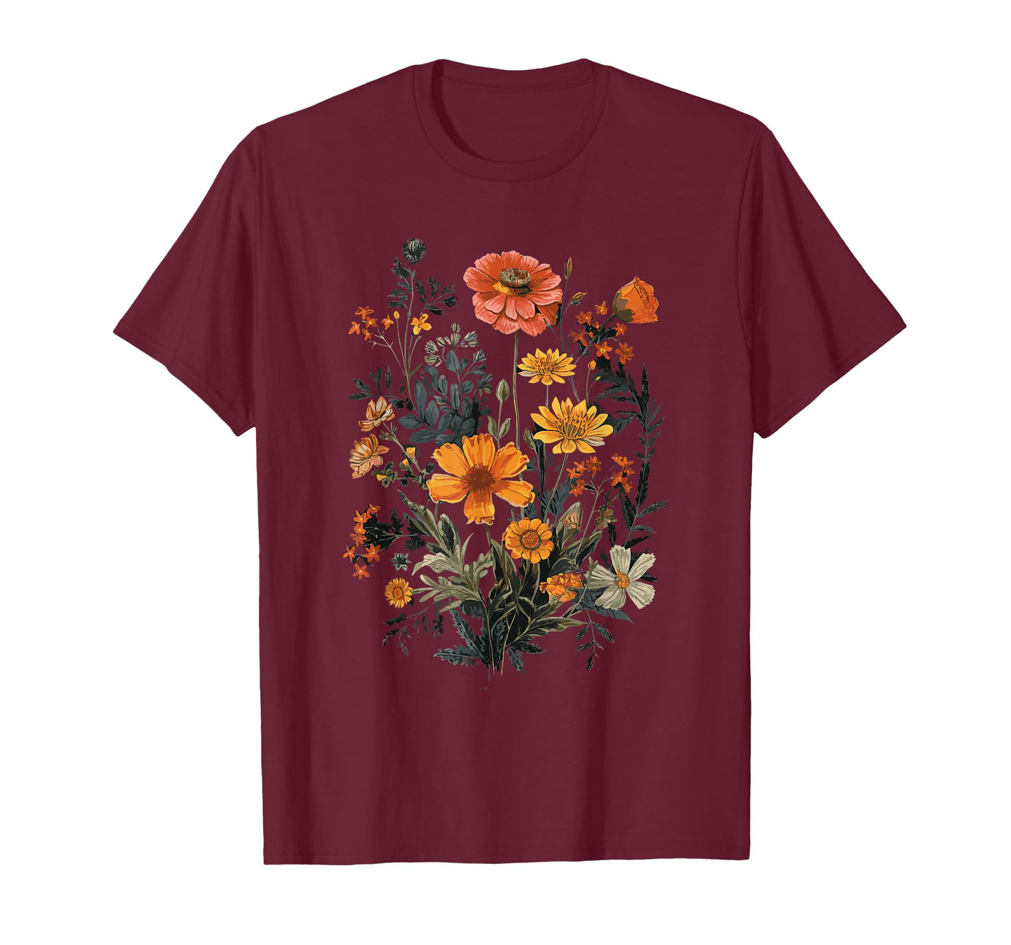 Vintage Flowers Floral Pressed Flower T-Shirt