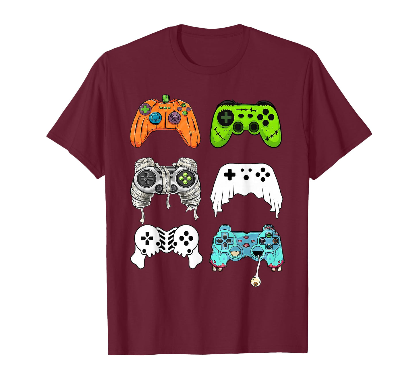 Halloween Skeleton Zombie Gaming Controllers Mummy Boys Kids T-Shirt