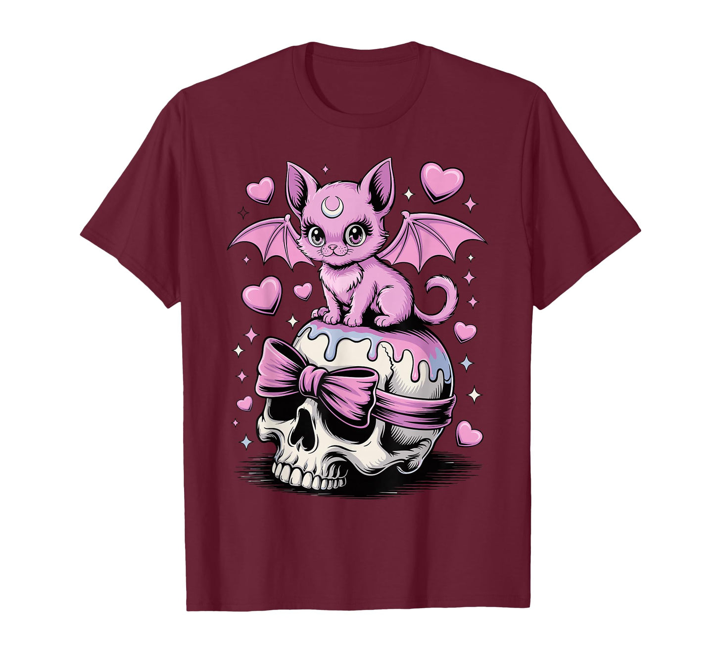 Kawaii Pastel Goth Cute Creepy Cat Bat Skeleton Men Women T-Shirt