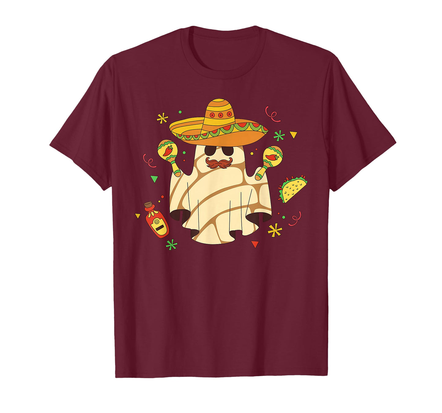 Ghost Sombrero Taco Halloween Mexican Spooky Season T-Shirt