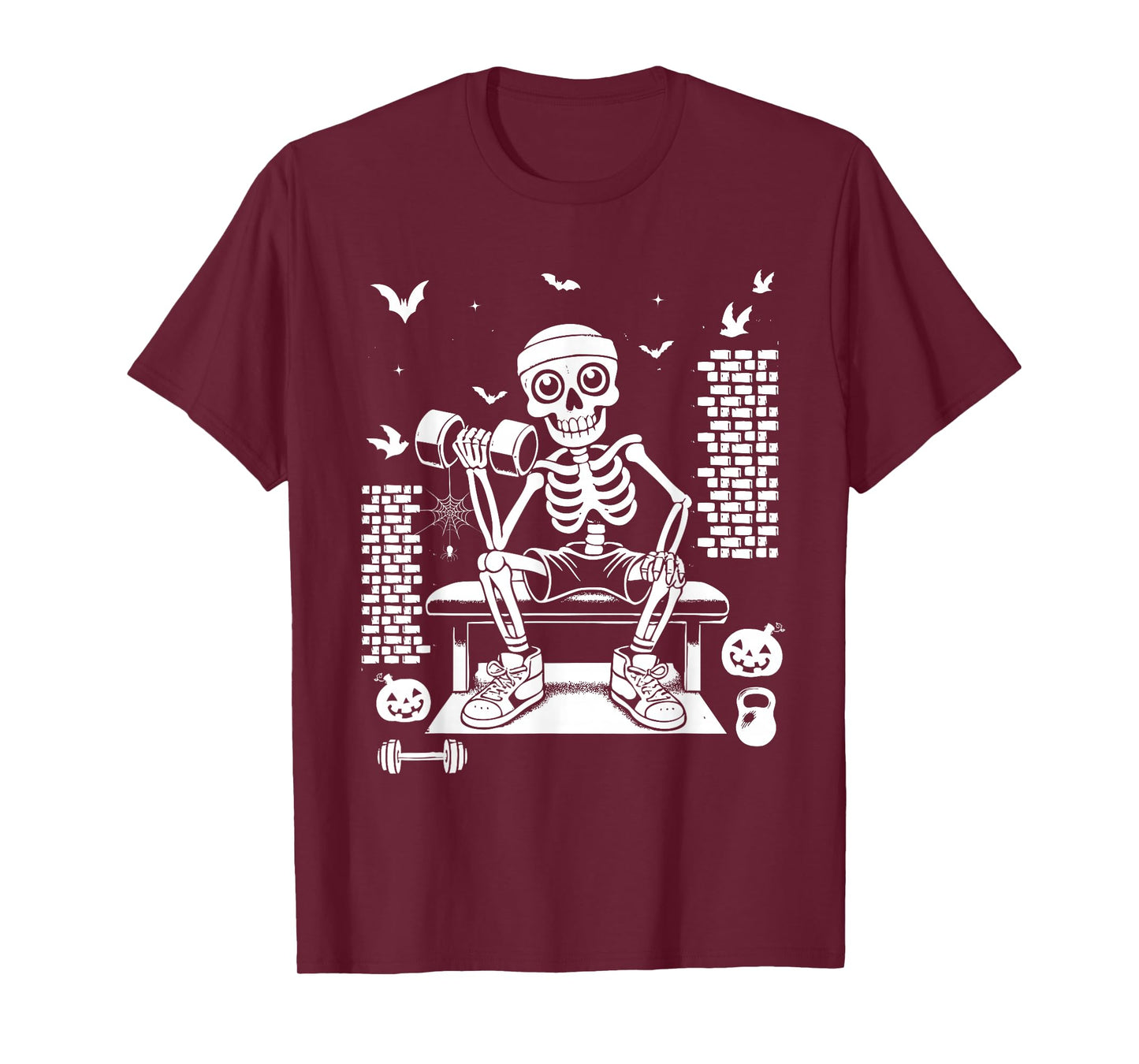 Funny Gym Skeleton Lifting Weights for Halloween Parties T-Shirt