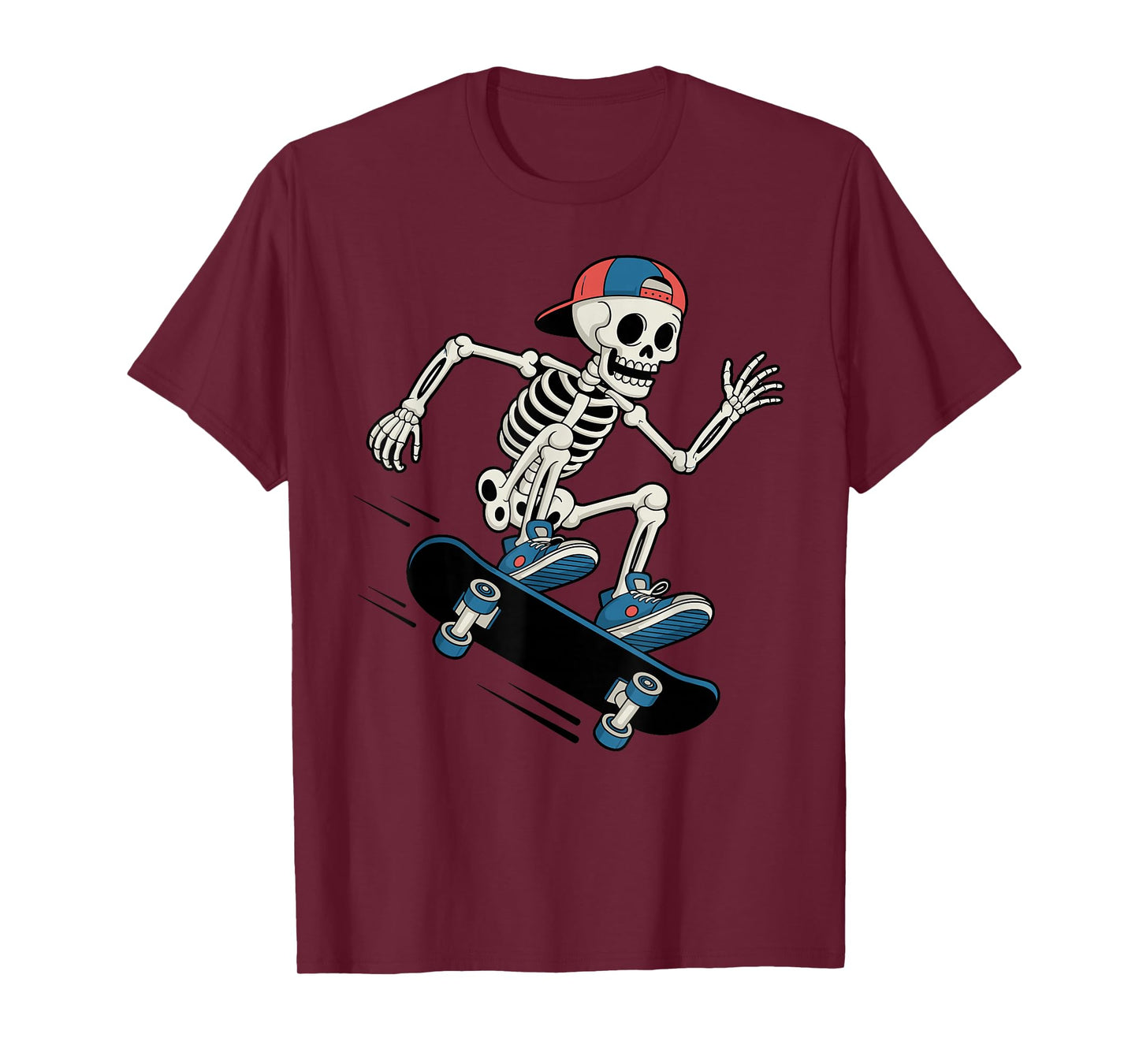 Skateboard Retro Skeleton Skater Halloween T-Shirt