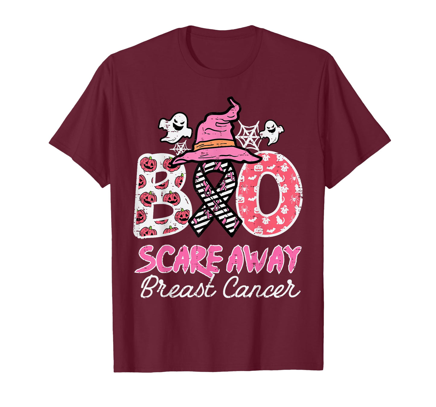 Halloween Boo Scare Breast Cancer Awareness Men Women Kids T-Shirt