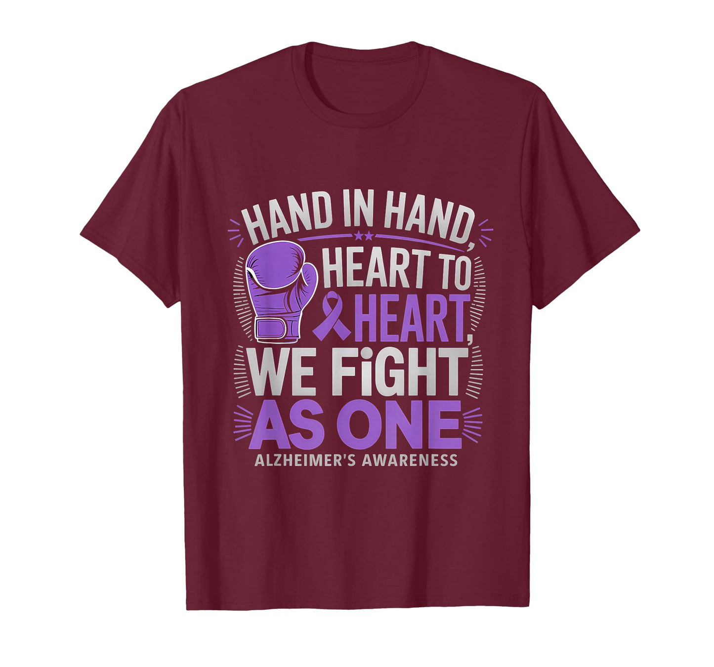 Alzheimer's Awareness We Fight As One Purple Ribbon Boxing T-Shirt