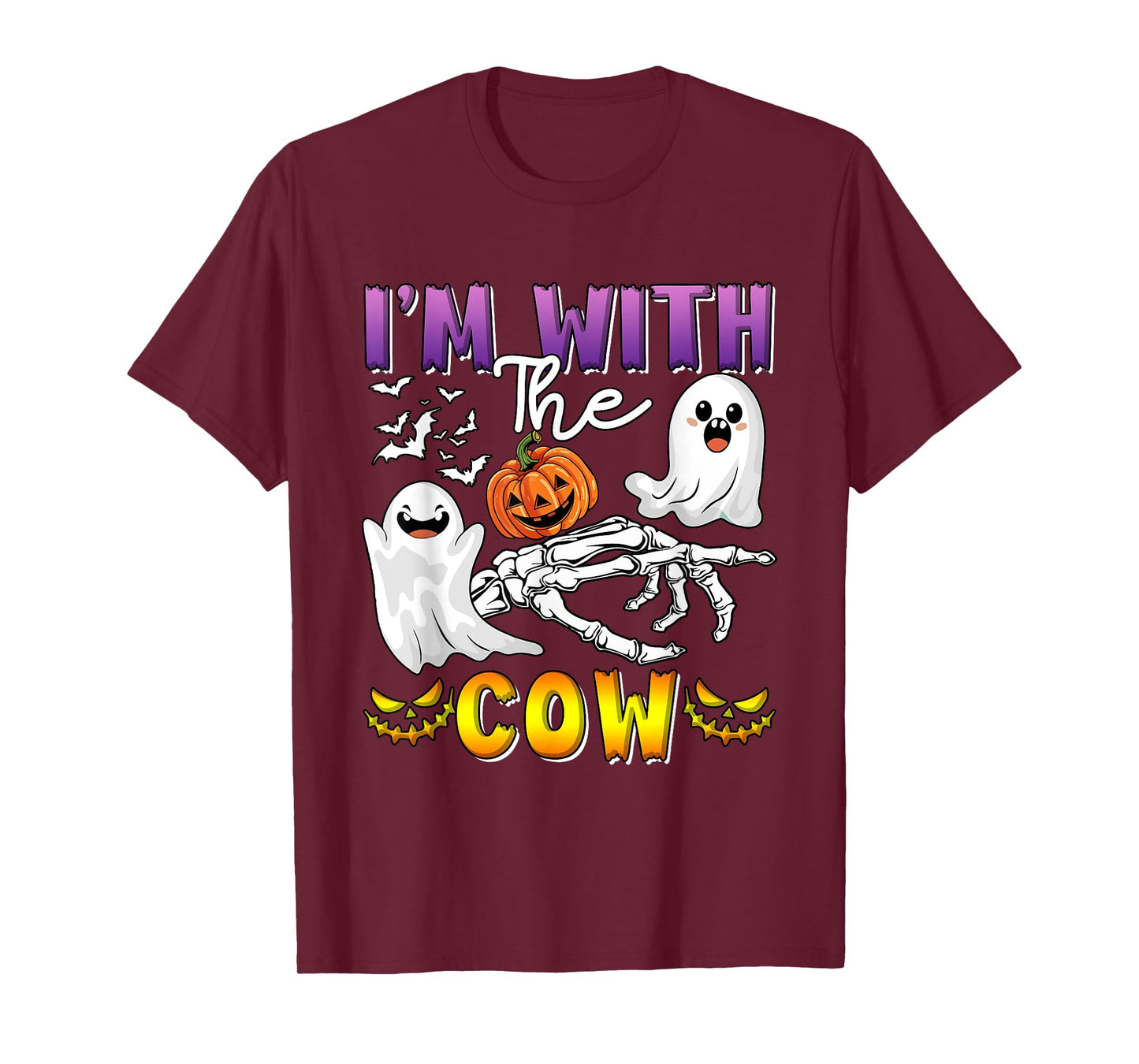 I'm with Cow Halloween Boo Ghost Funny Single Farmer T-Shirt
