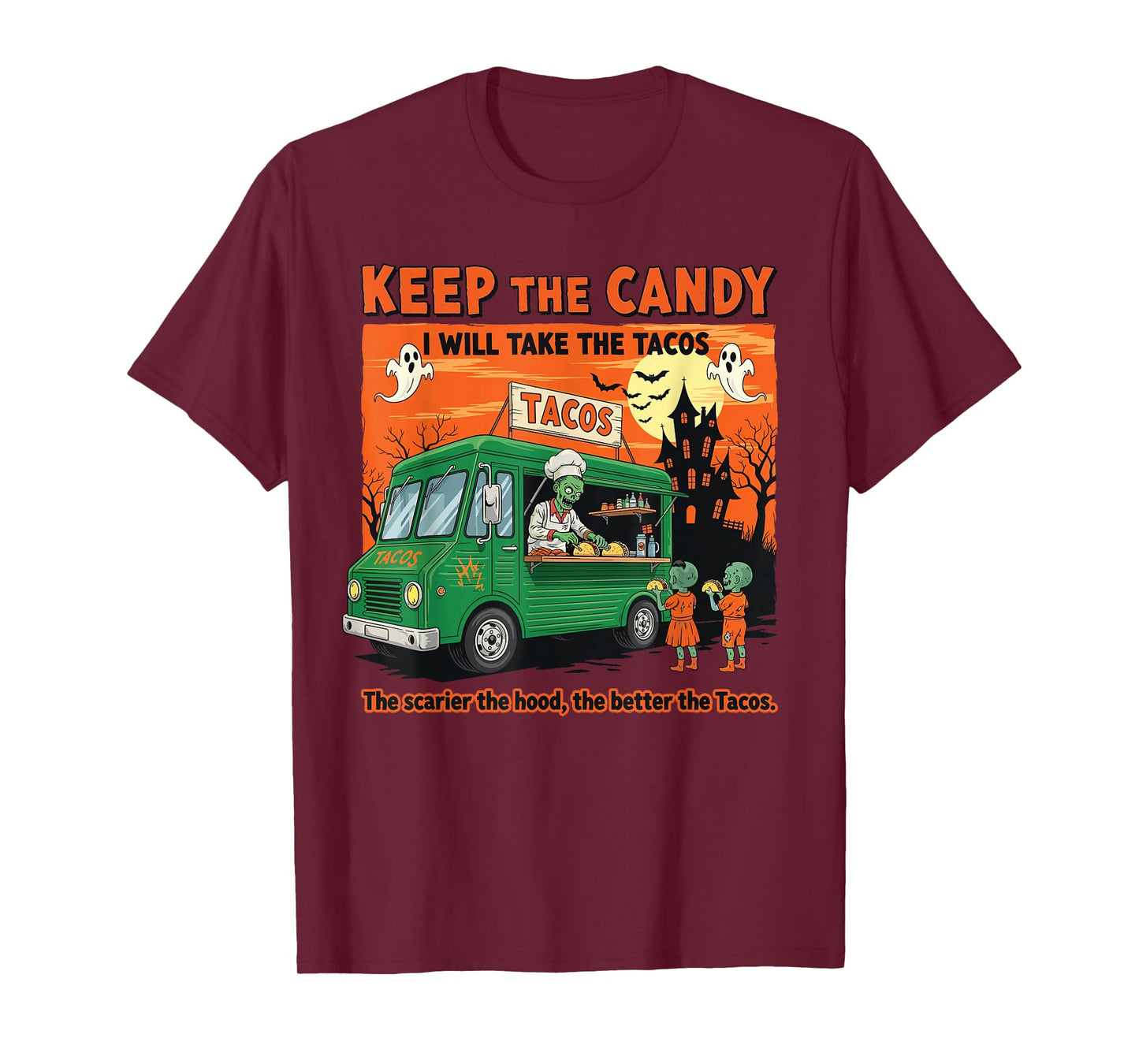 Keep The Candy I'll Take The Tacos Zombie Halloween Taco T-Shirt