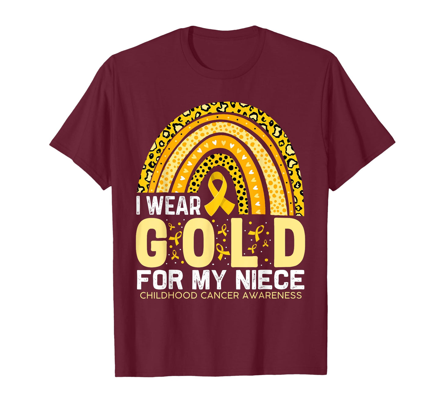 I Wear Gold For My Niece Childhood Cancer Awareness Rainbow T-Shirt