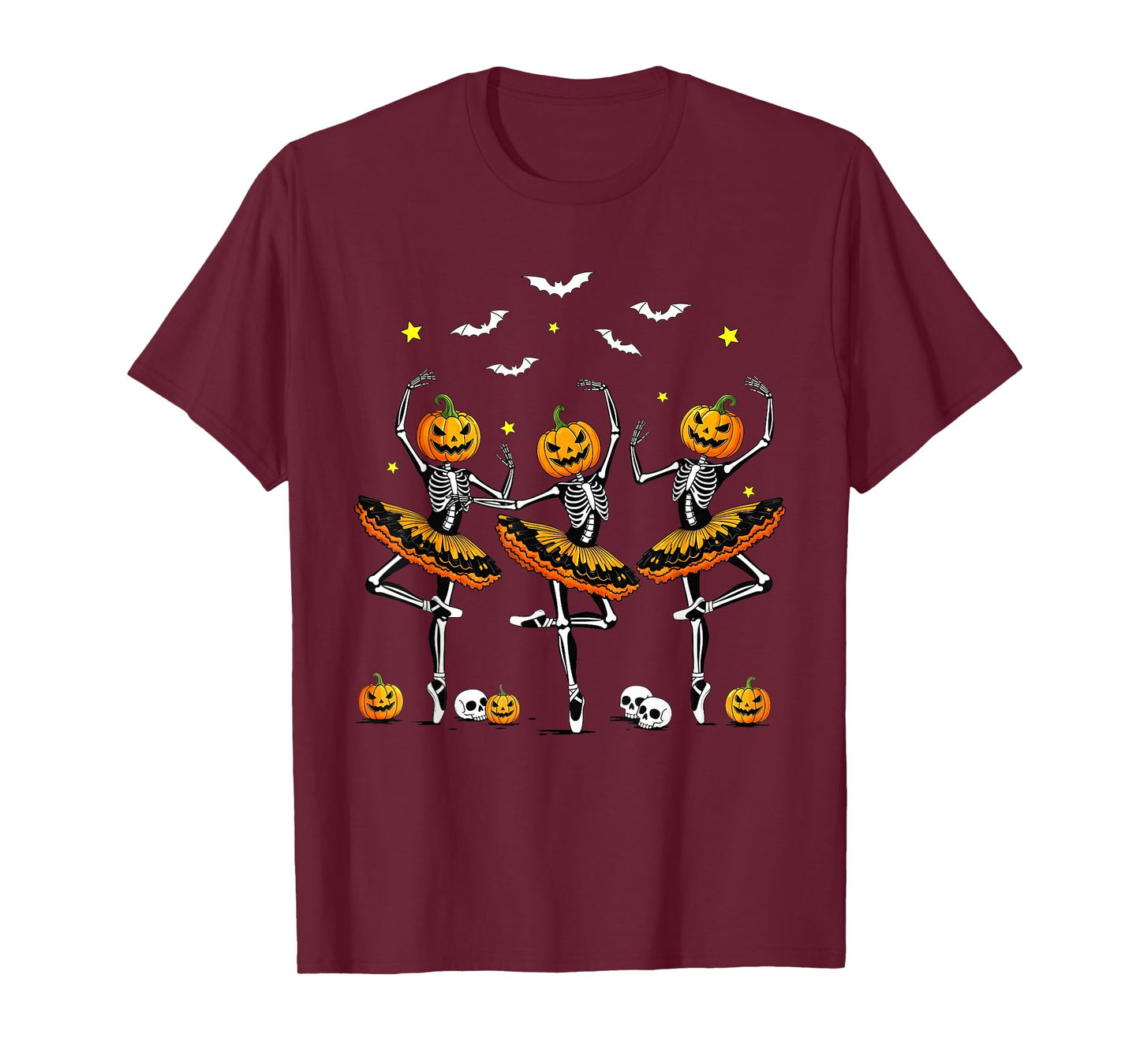 Ballet Pumpkin Skeleton Scary Halloween Men Women Boys Girl T-Shirt