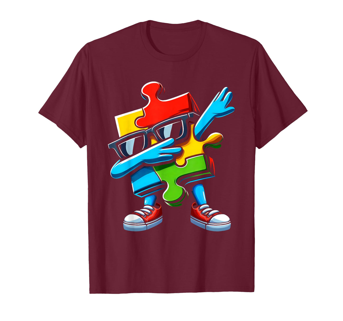 Autism Awareness Dabbing Puzzle Piece Autistic Kids Boys T-Shirt