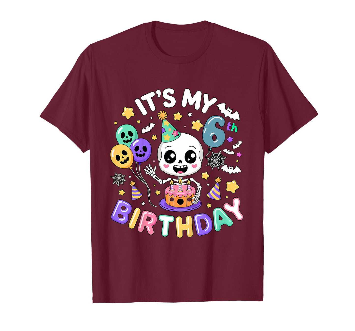 Bruh Its My 6th Birthday Skeleton Halloween Boy Girl T-Shirt