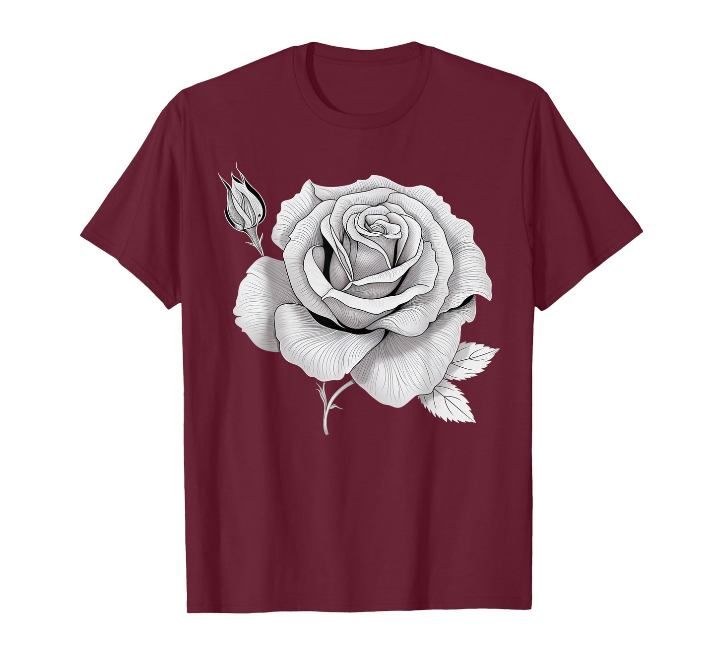 Minimalistic black and white Rose T-Shirt