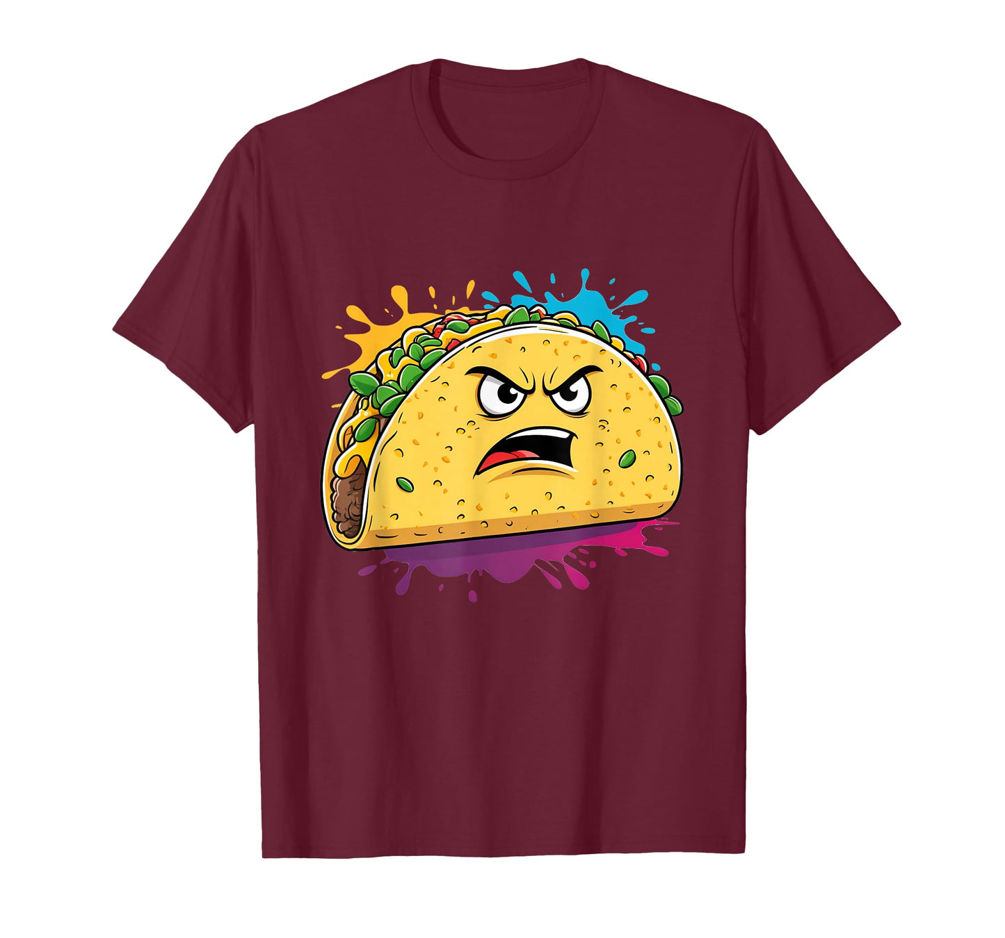 Angry Taco Cartoon Character Illustration T-Shirt