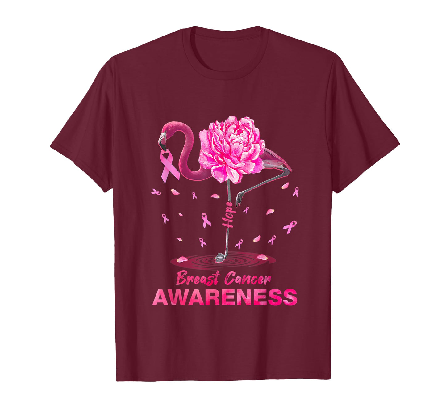 Pink Hope Flamingo Breast Cancer Awareness T-Shirt