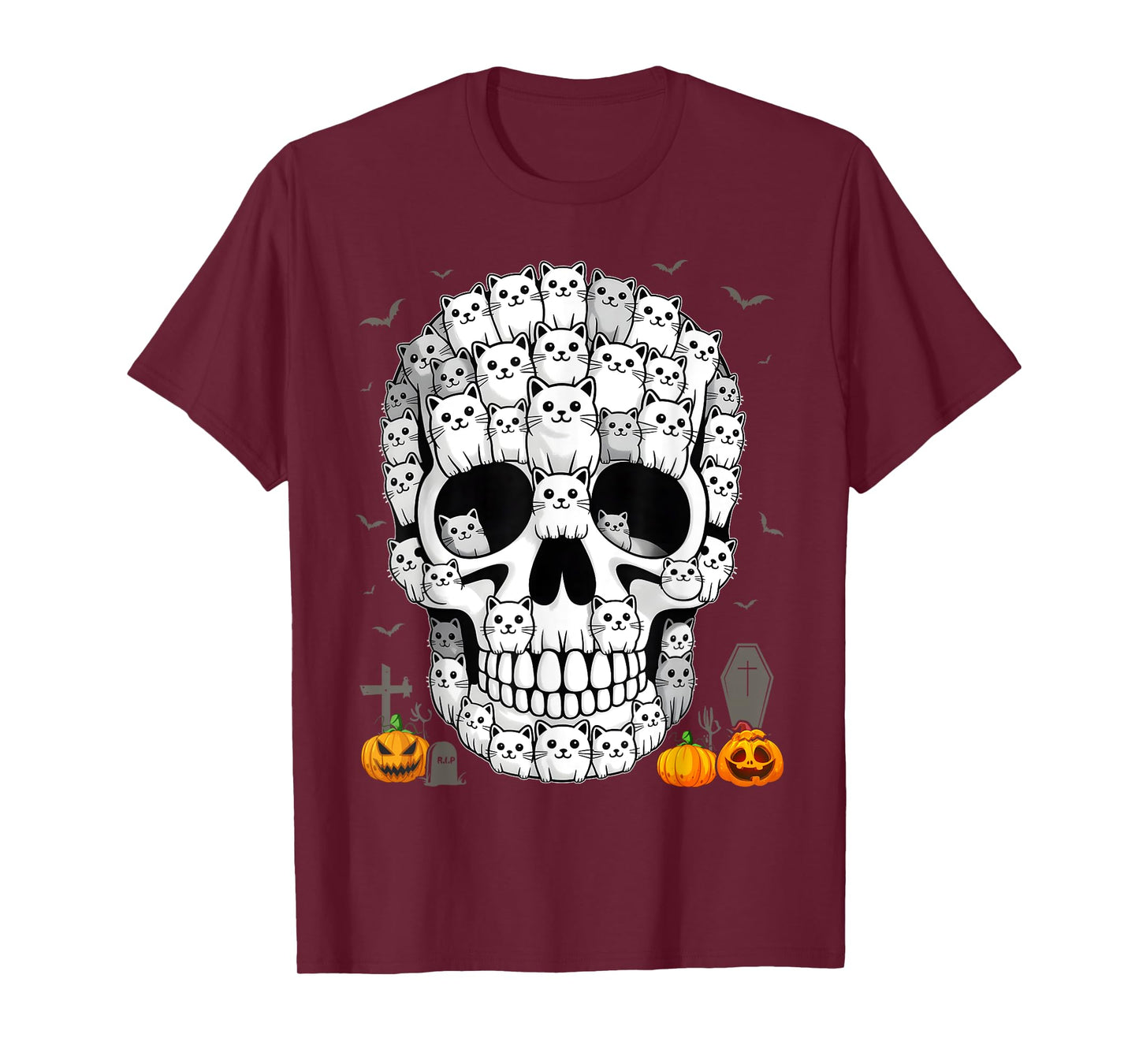 Best Skull for Men Women Halloween Skeleton Cat Lover T-Shirt