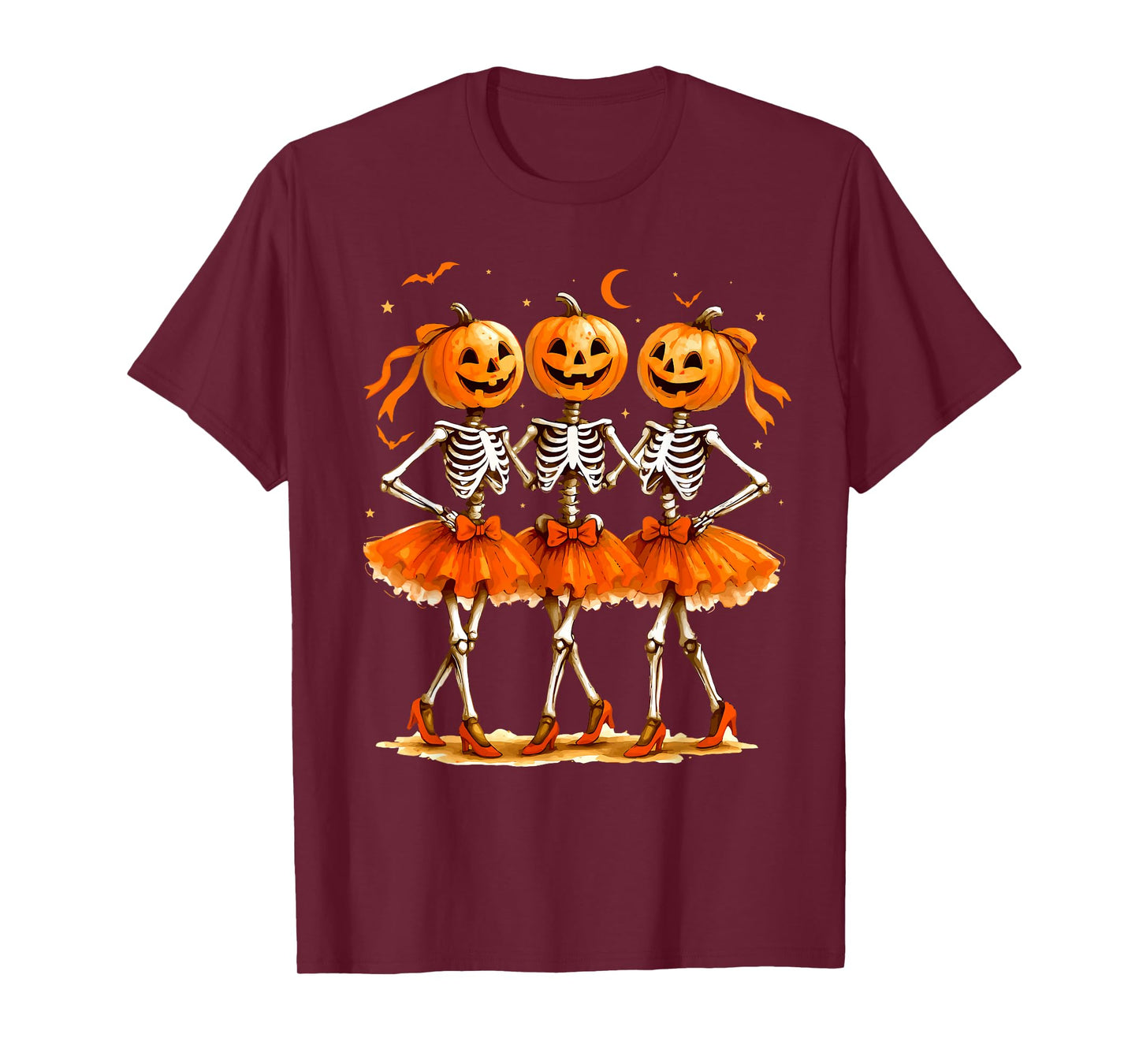 Ballet Skeleton Halloween Cute Spooky Season Retro Dance T-Shirt