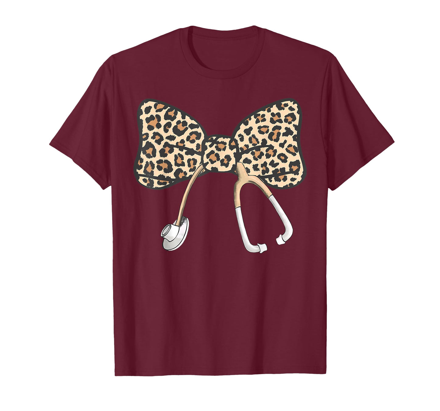Coquette Bow Stethoscope Leopard Nurse Registered Nurse T-Shirt