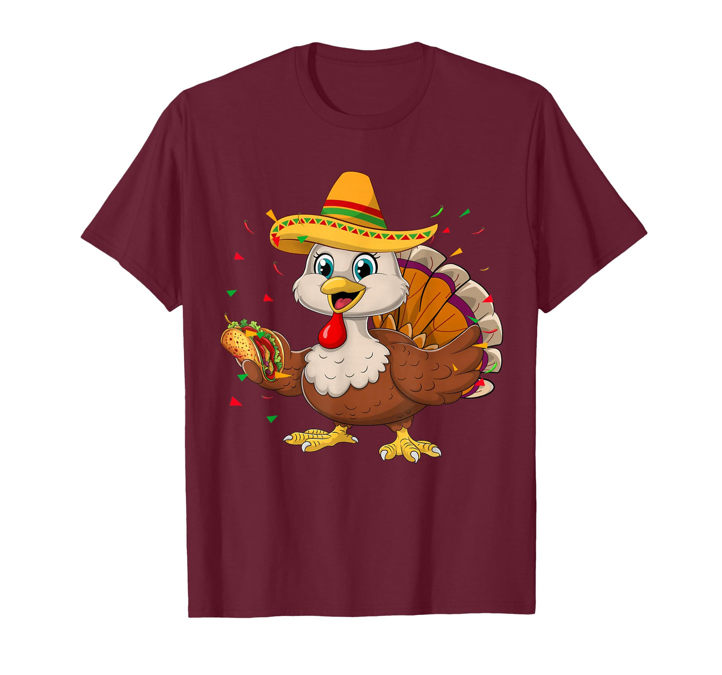 Thanksgiving Funny Mexican Turkey Eats Tacos T-Shirt