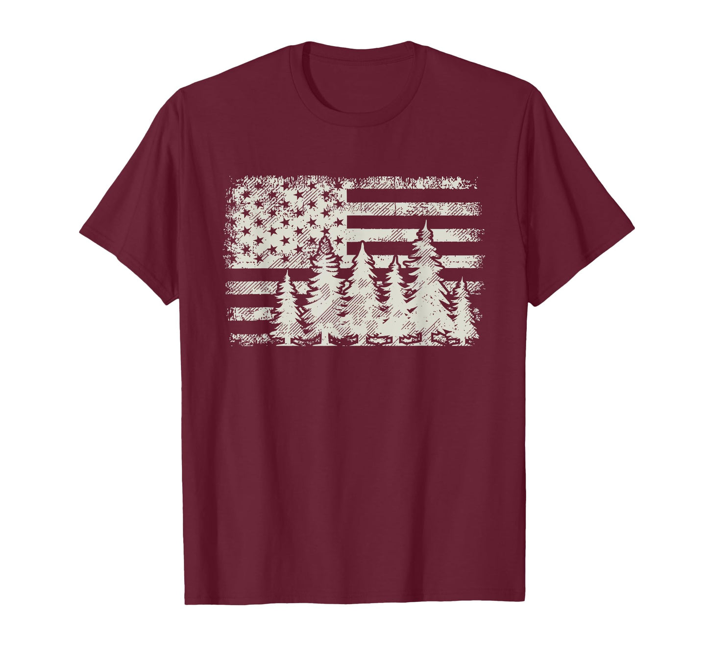 Trees USA Nature American Flag Forest T-Shirt