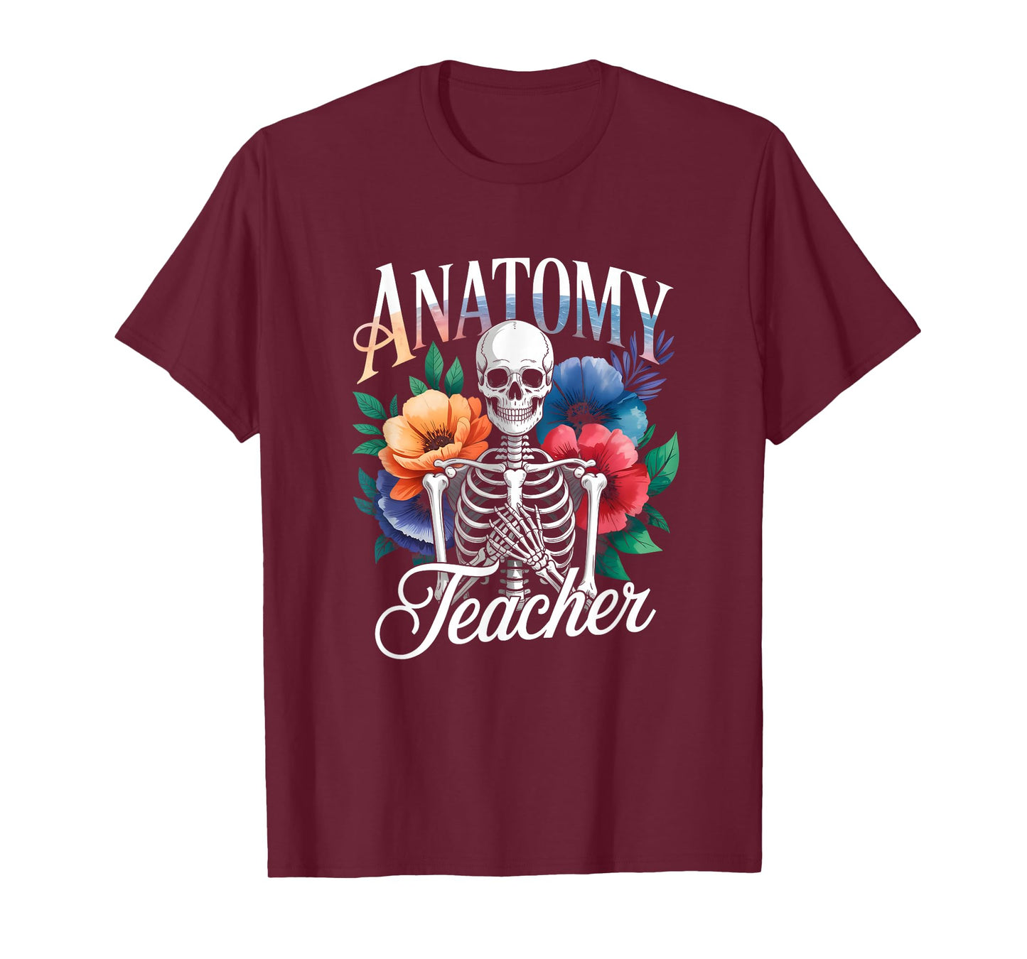 Halloween Anatomy Teacher Floral Skeleton Bouquet T-Shirt