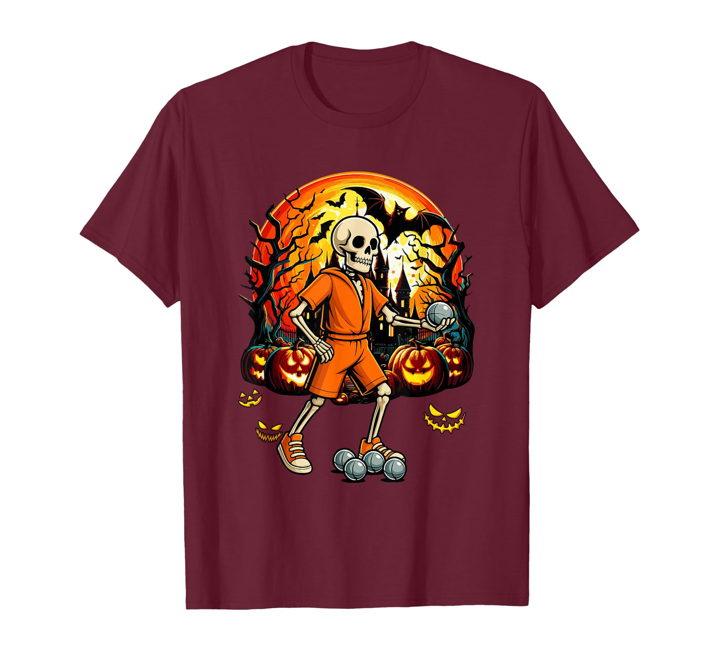 Petanquel Player Sports Lover Costume Halloween Skeleton T-Shirt