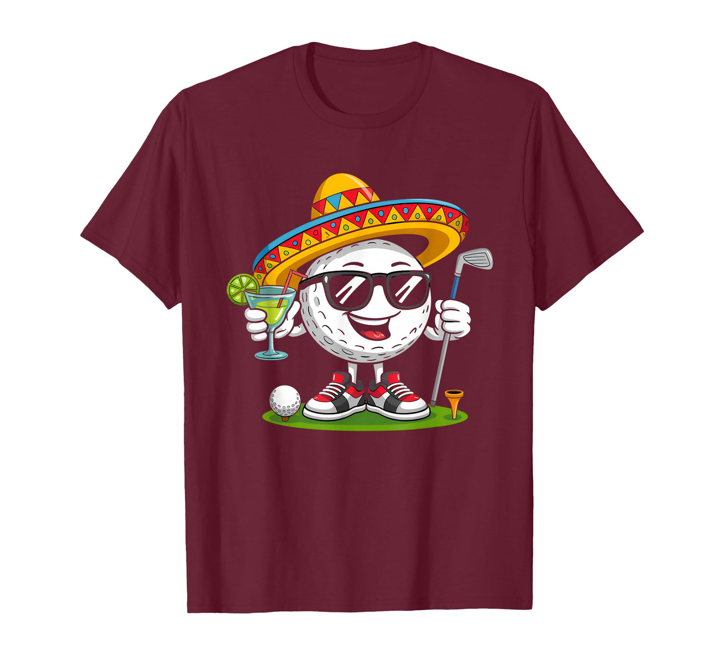 Funny Cinco de Mayo Golf Ball With Sombrero Margarita Golfer T-Shirt