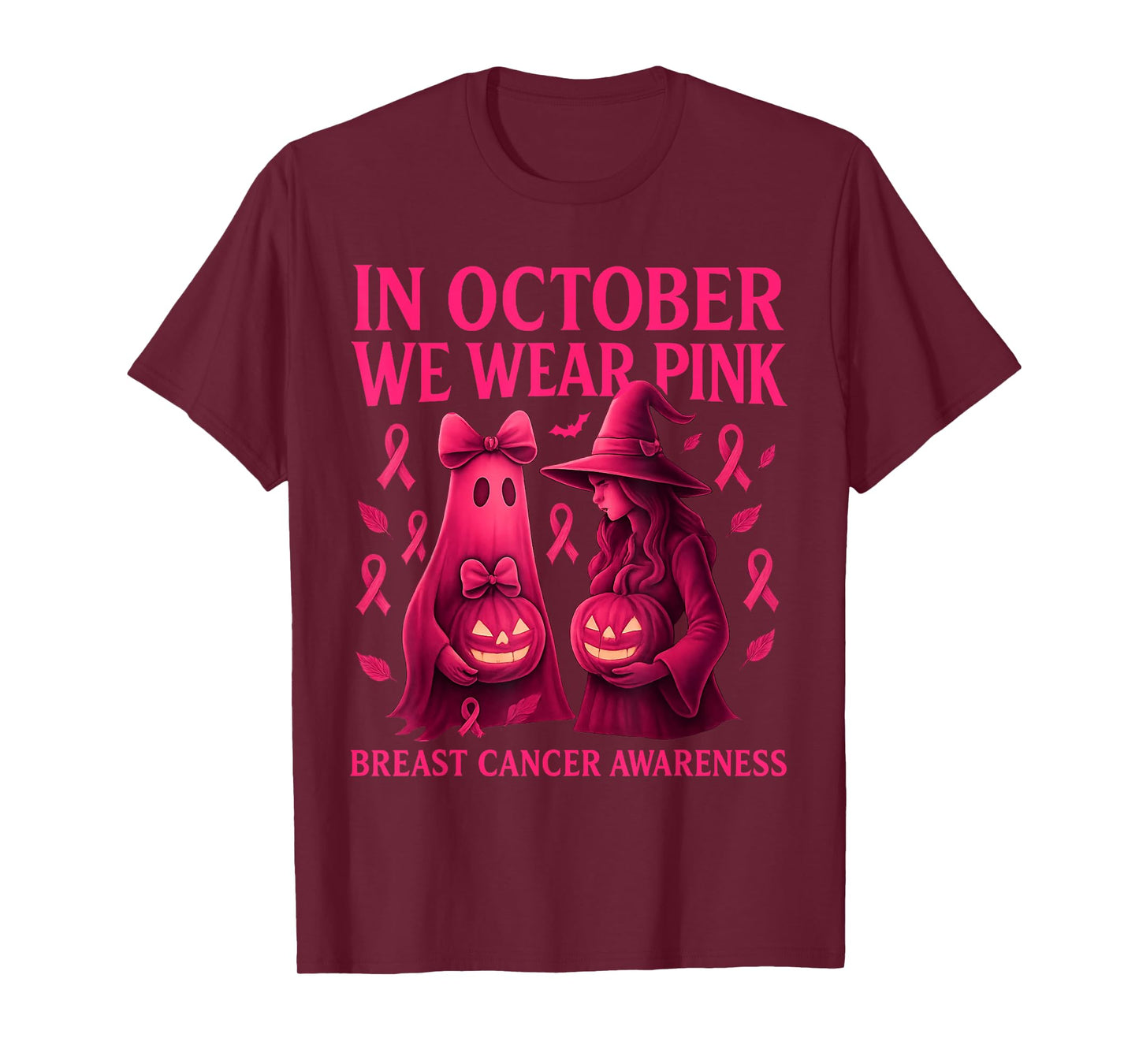 Breast Cancer Awareness in October We Wear Pink Halloween T-Shirt