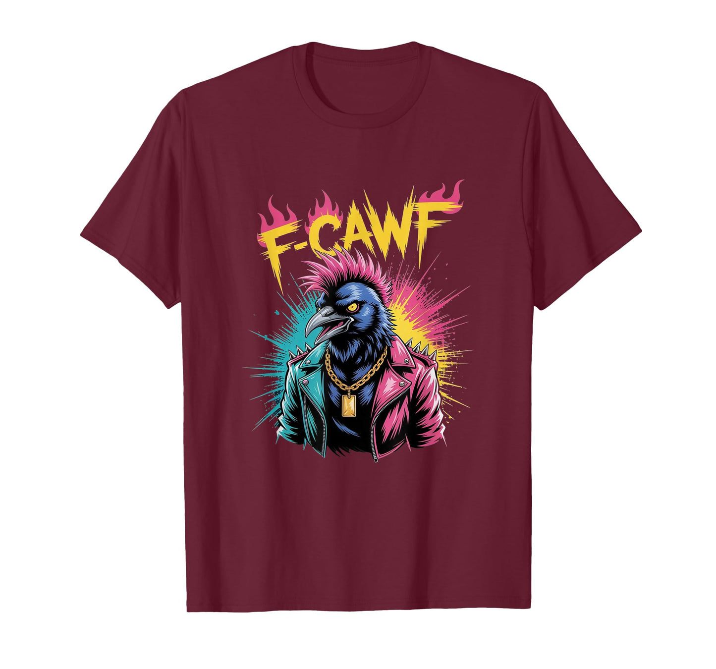 F-Caw-F Funny Crow Punk Raven Graffiti Adult Humor Gift T-Shirt
