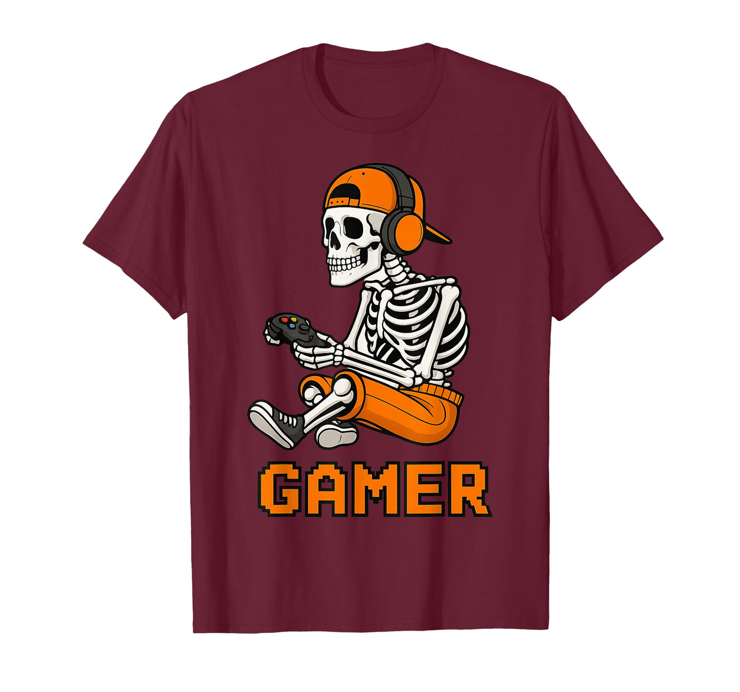 Skeleton Gamer Spooky Vibe Halloween for Gamers T-Shirt
