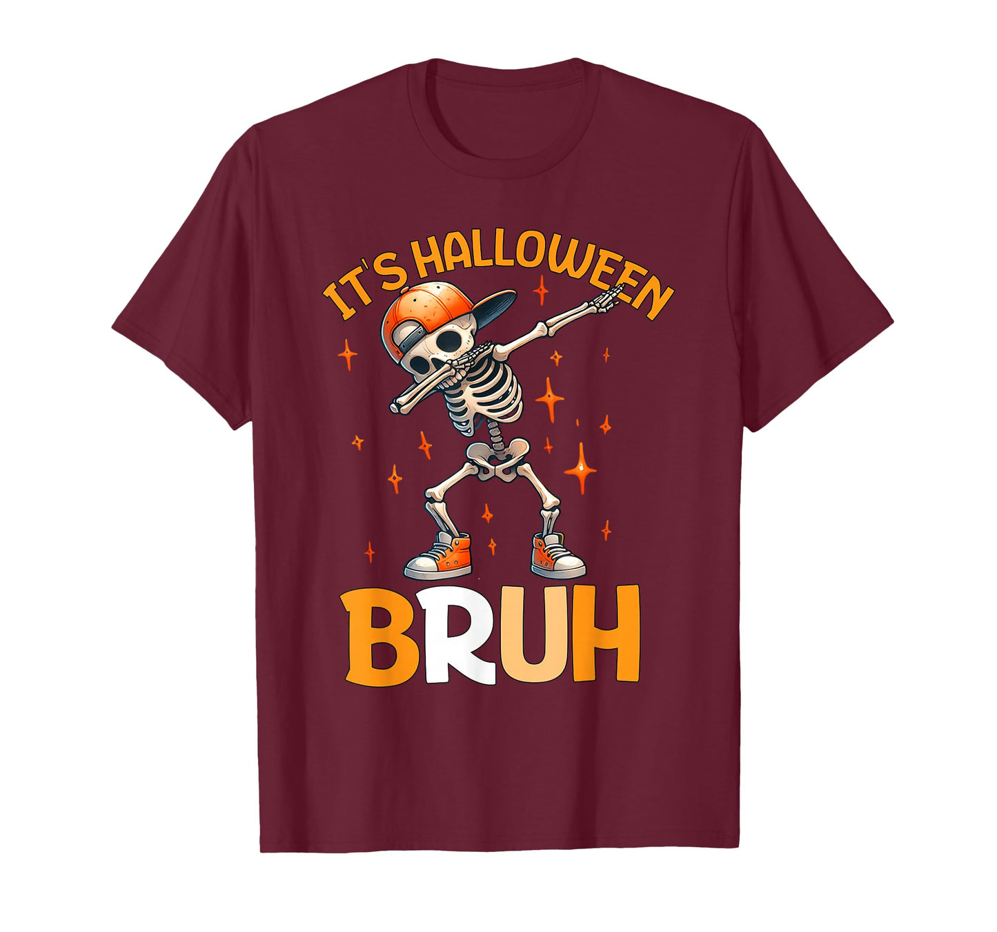 Bruh Halloween Boys Kids Halloween Skeleton T-Shirt