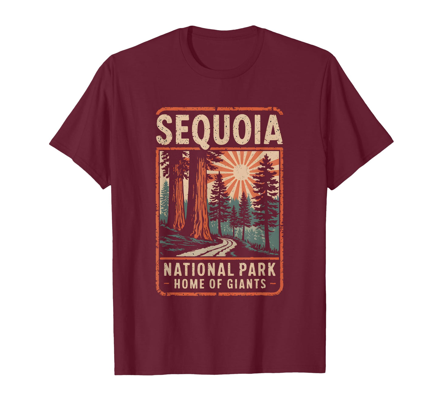 Sequoia National Park Mountain Sequoia Trees Retro T-Shirt