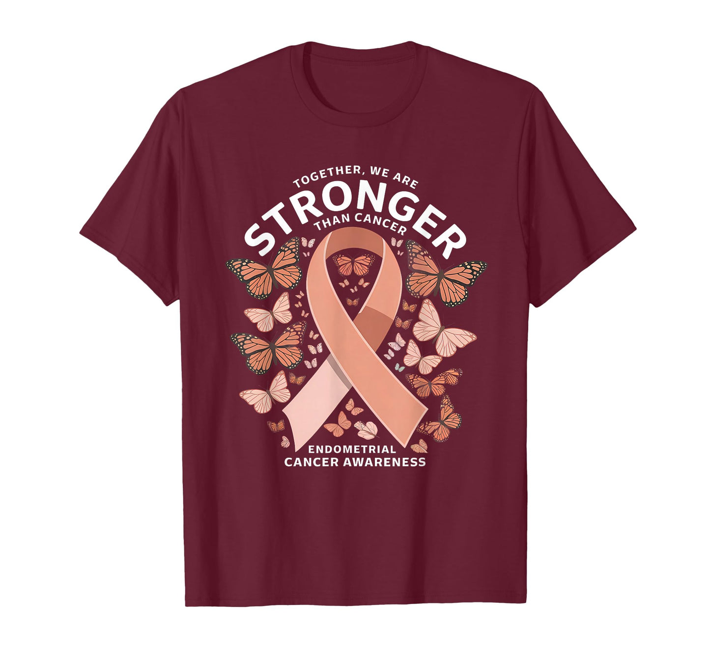 Endometrial Cancer Awareness Peach Ribbon T-Shirt