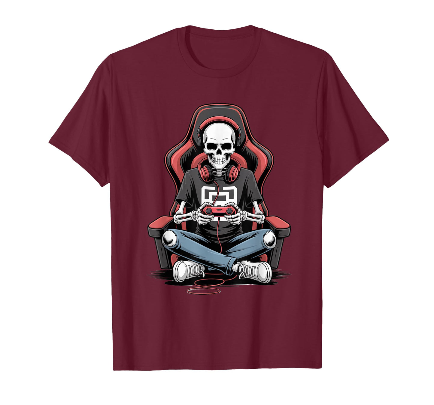 Halloween Skeleton Gamer Funny Gaming Look with Headphones T-Shirt