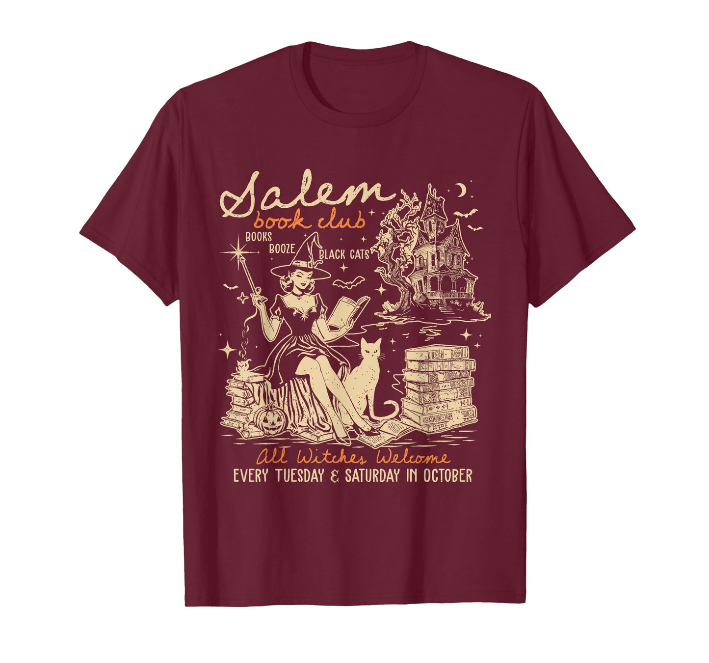 Salem Book Club Witches Witchy Witch Spooky Season Halloween T-Shirt