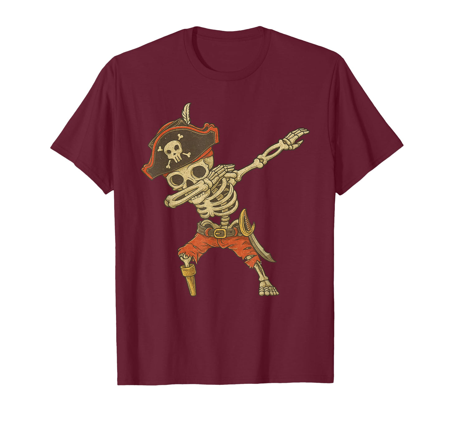 Funny Dabbing Skeleton Pirate Halloween Kids Jolly Roger T-Shirt