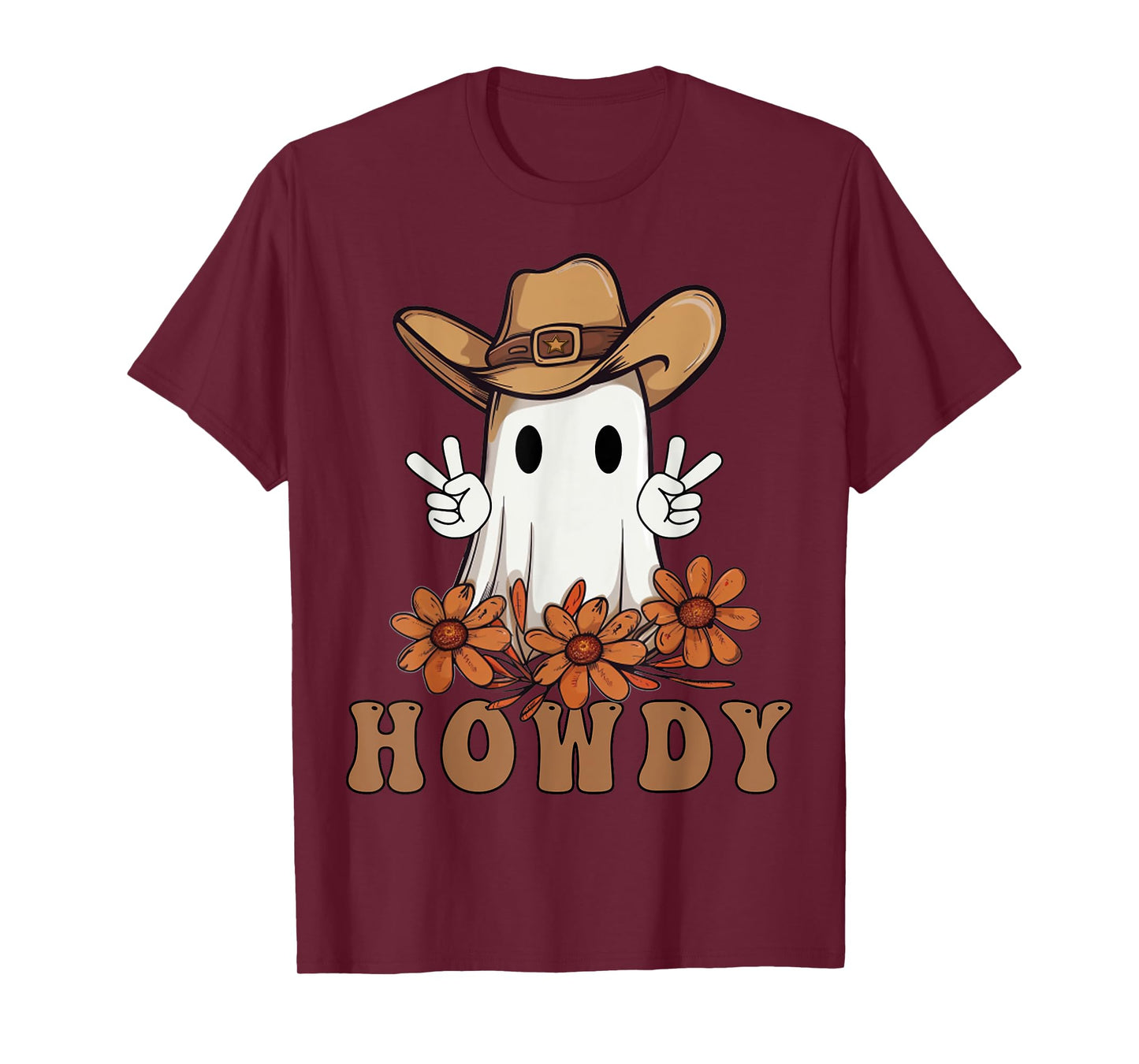 Retro Western Halloween Cowboy Ghost Howdy Cowgirl Ghost Boo T-Shirt