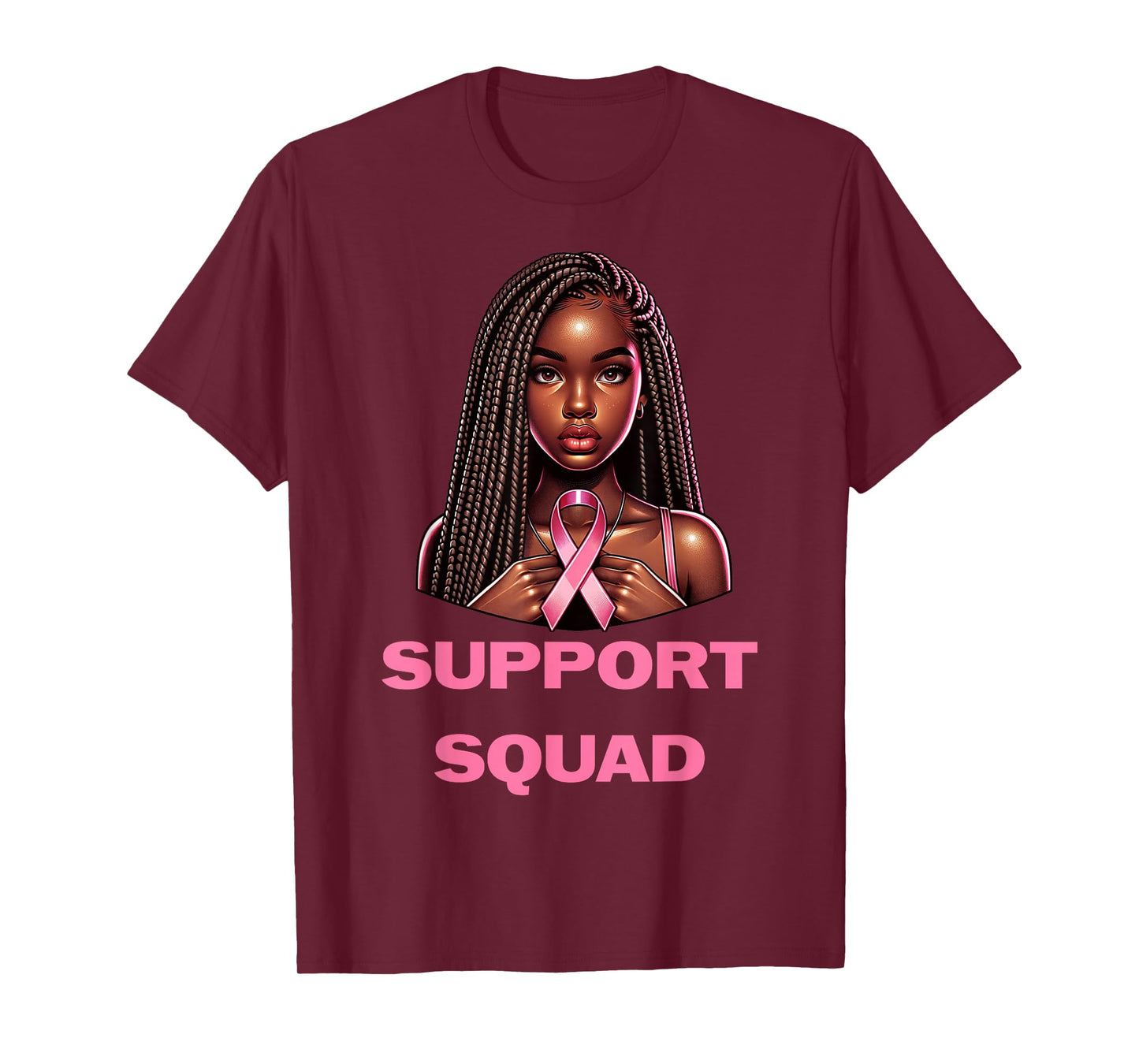 Breast Cancer Awareness Pink Black Women Girl African Queen T-Shirt