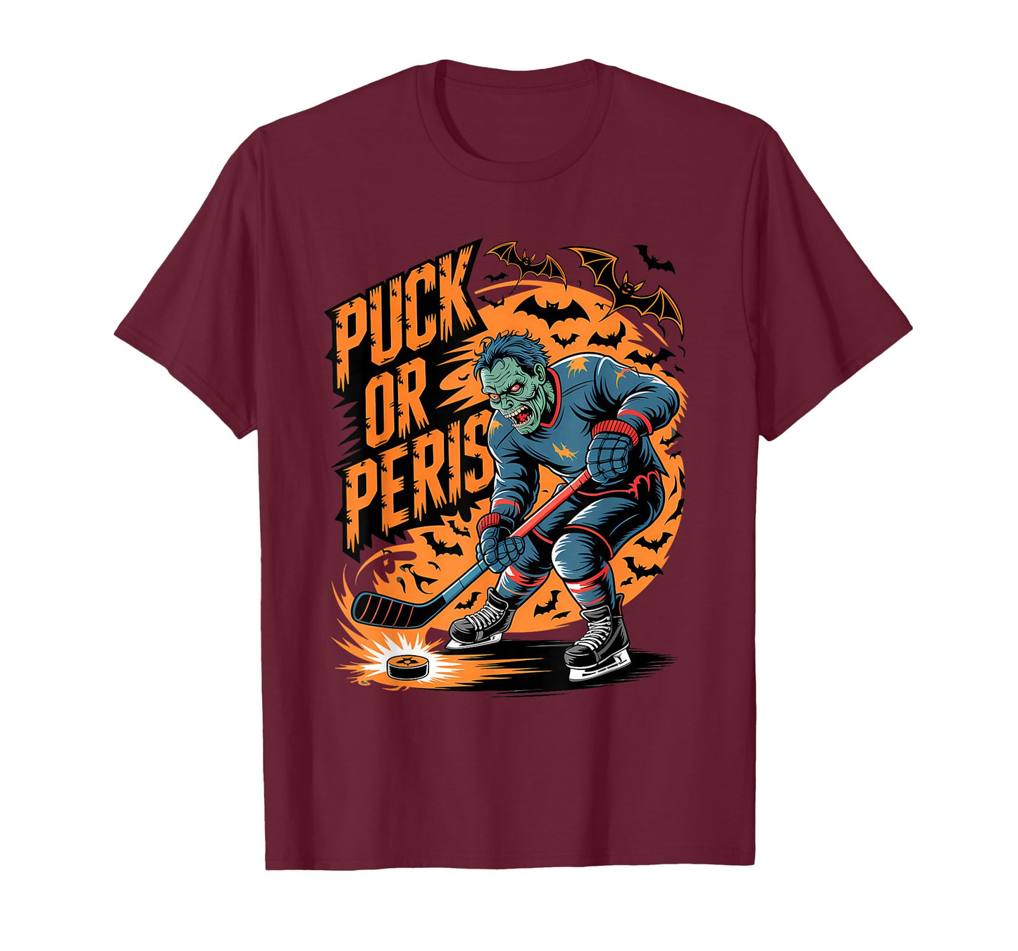 Puck Or Peris Funny Zombie Halloween T-Shirt