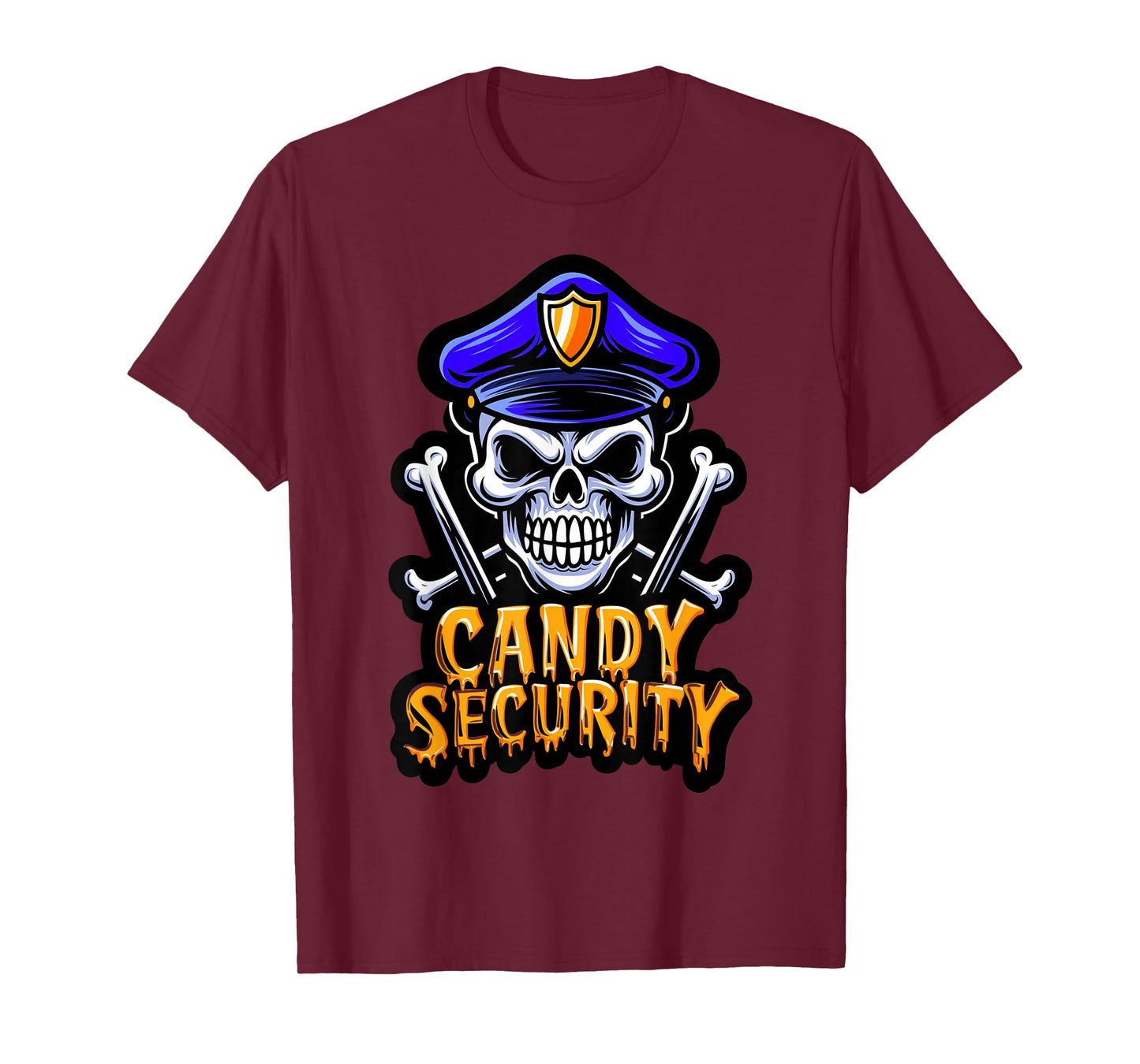 Candy Security Skeleton Funny Police Theme Halloween Party T-Shirt