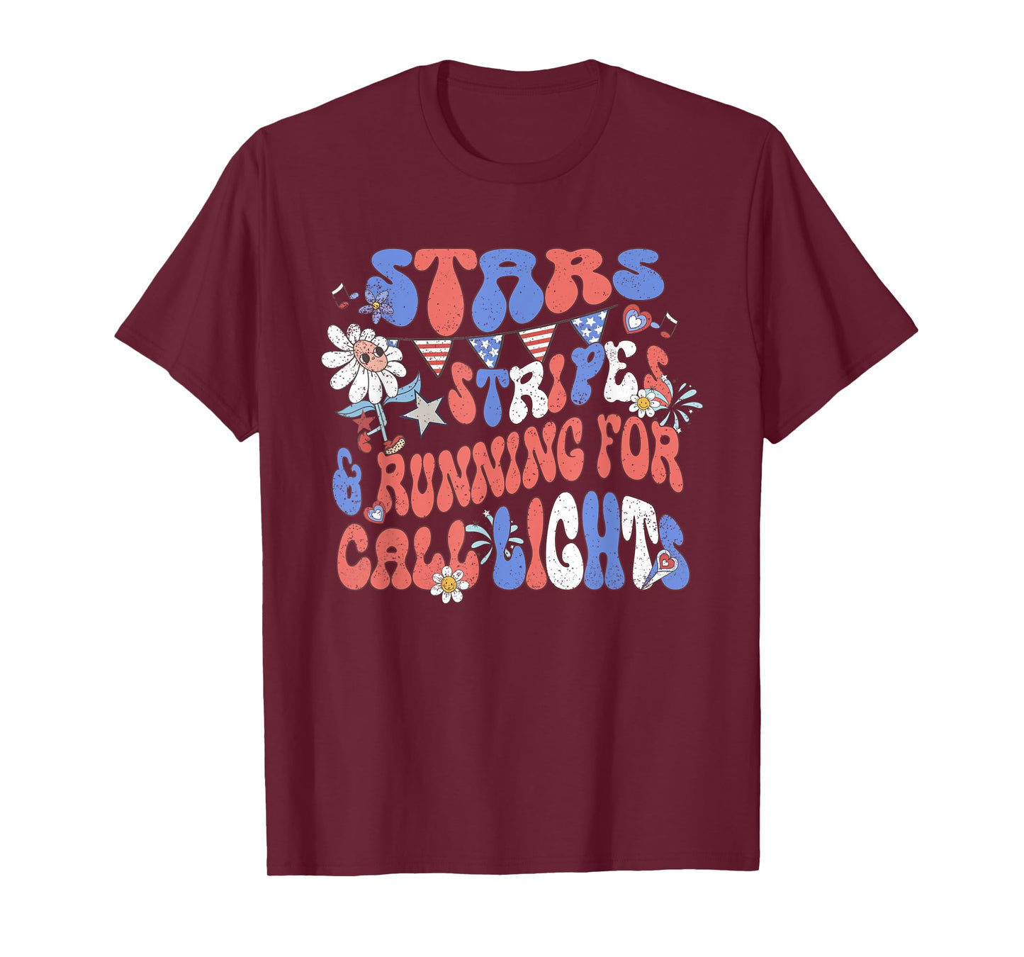Stars and Stripes Running for Call Lights 4th of July Nurse T-Shirt