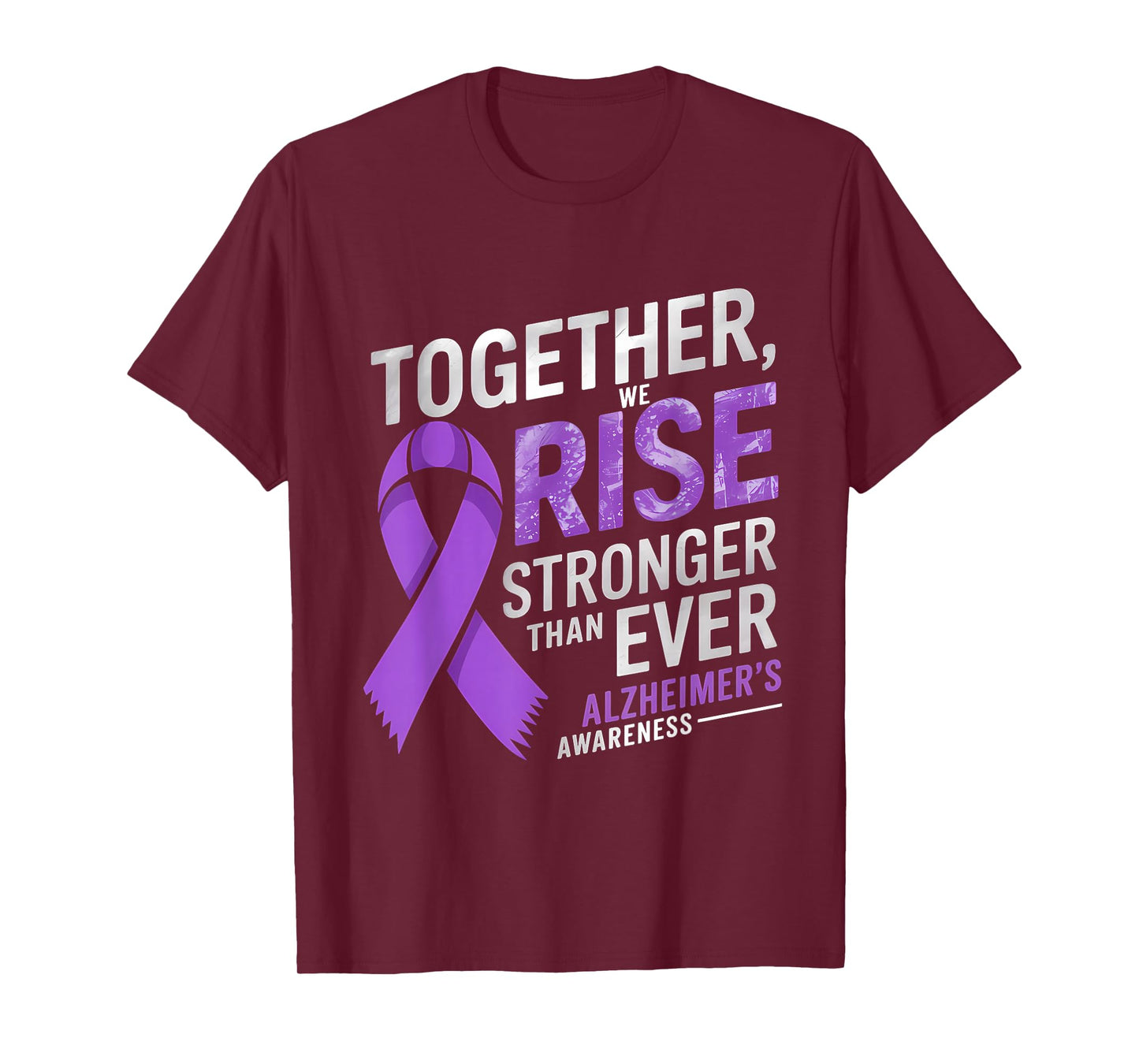 Alzheimer Awareness Month Together We Rise Purple Ribbon T-Shirt