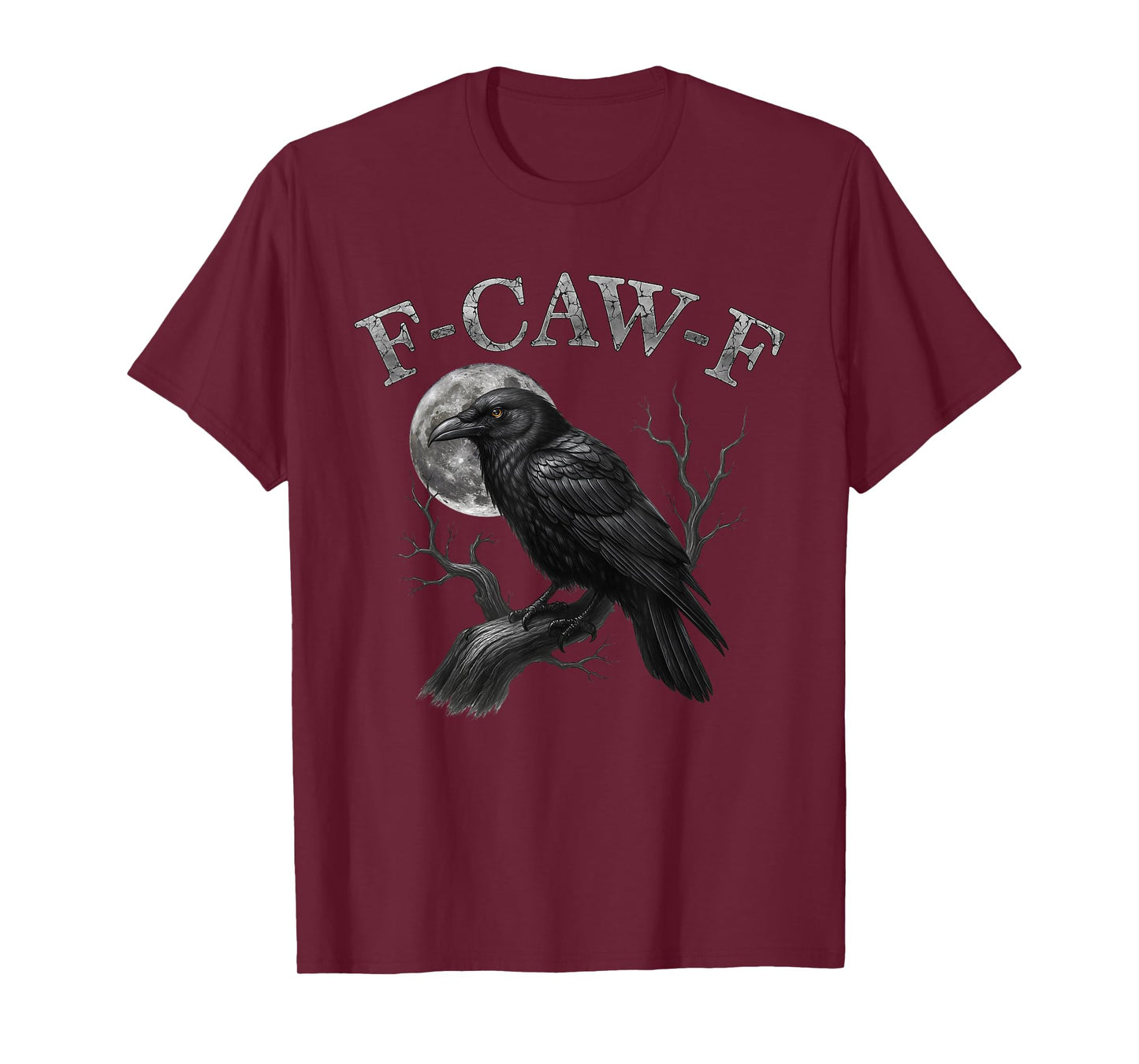 Black Crow, F-Caw-F Funny Black Raven Bird Moon Graphic Art T-Shirt