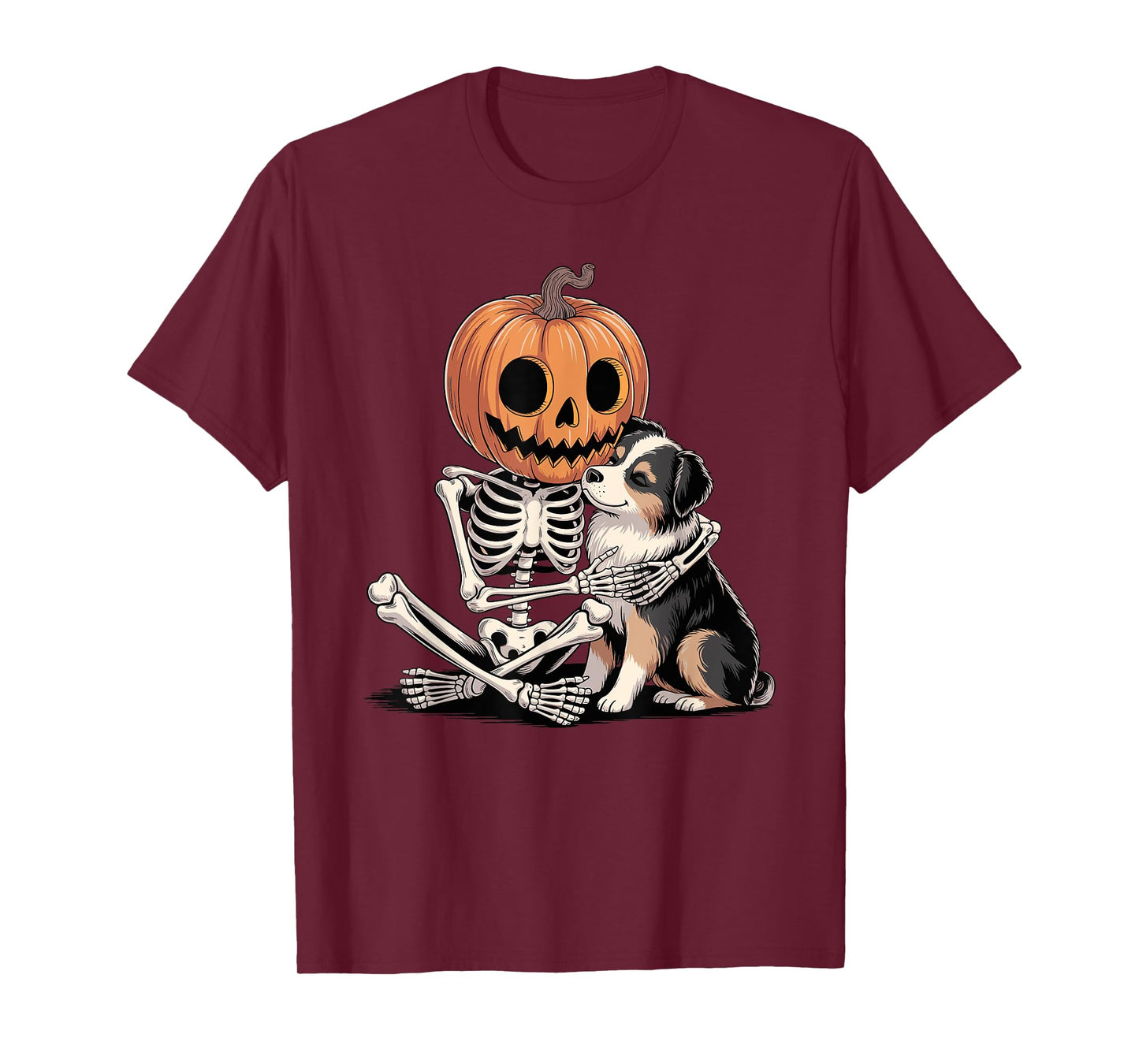 Halloween Skeleton Australian Shepherd Aussie Dog T-Shirt