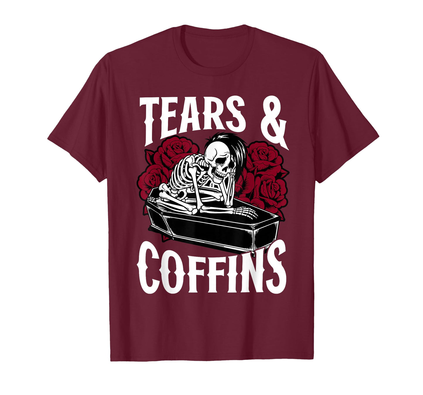 Tears and Coffins Emo Gothic Skeleton Aesthetic T-Shirt
