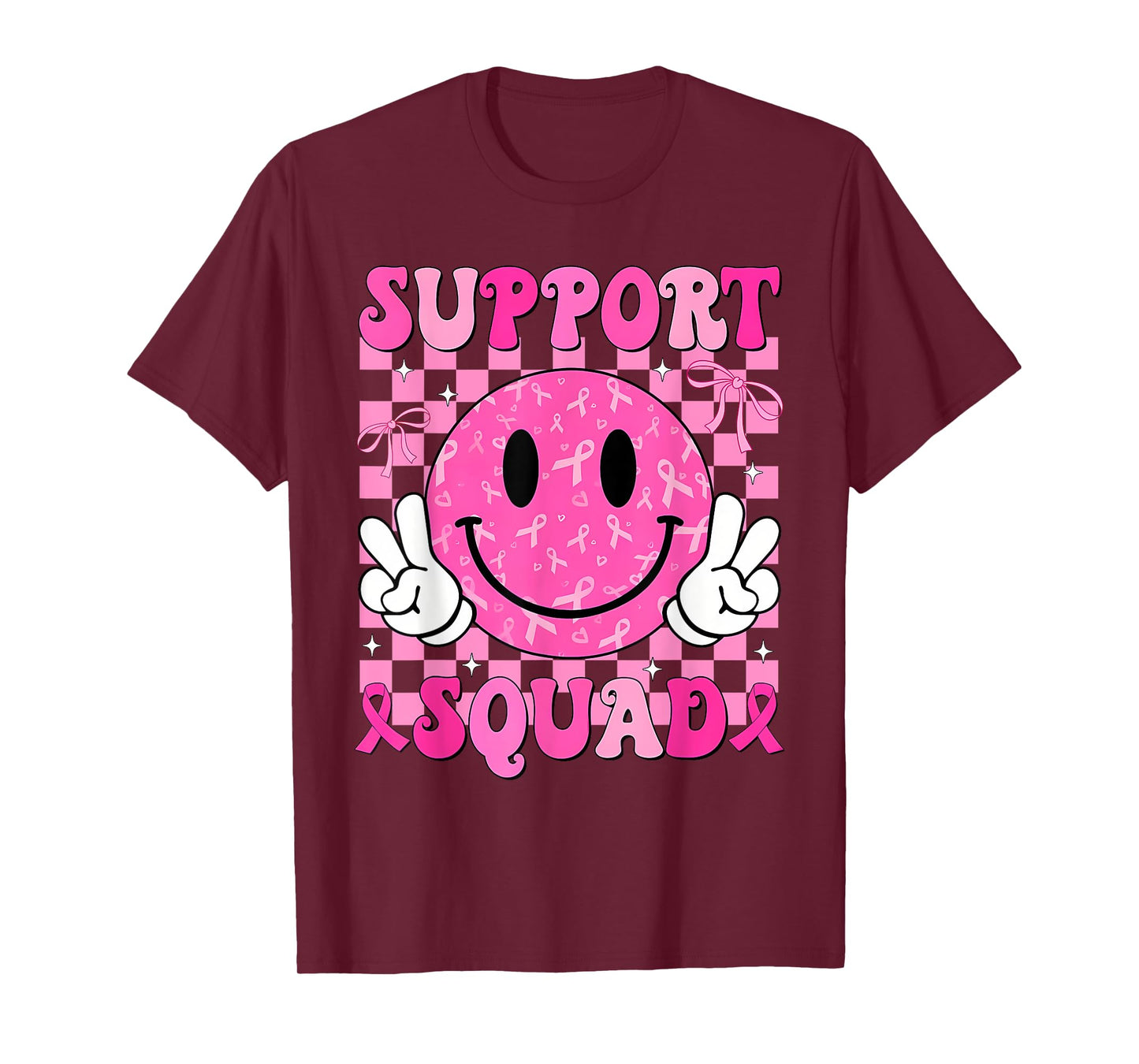 in October We Wear Pink Smile Pink Support Breast Cancer T-Shirt